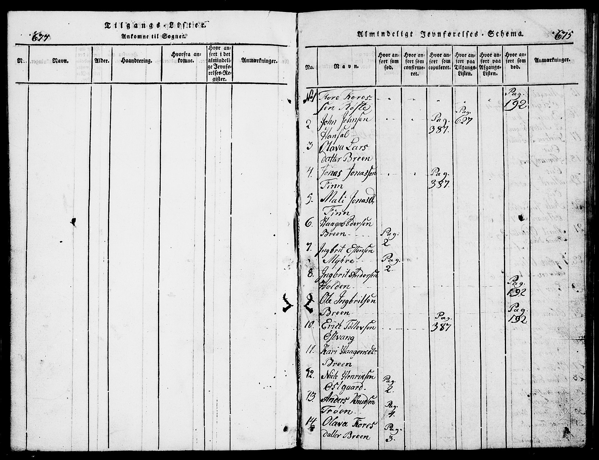 Tolga prestekontor, SAH/PREST-062/L/L0002: Parish register (copy) no. 2, 1815-1844, p. 674-675