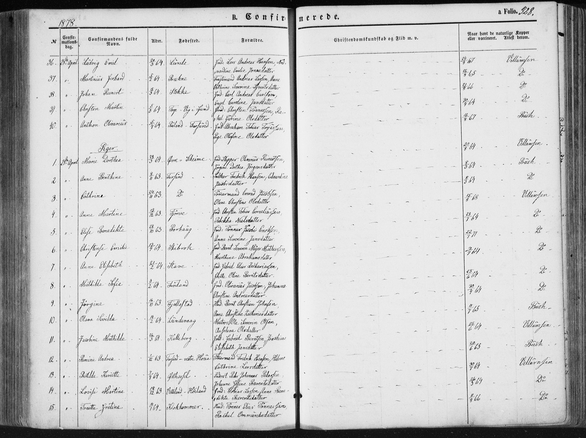 Lista sokneprestkontor, AV/SAK-1111-0027/F/Fa/L0011: Parish register (official) no. A 11, 1861-1878, p. 328