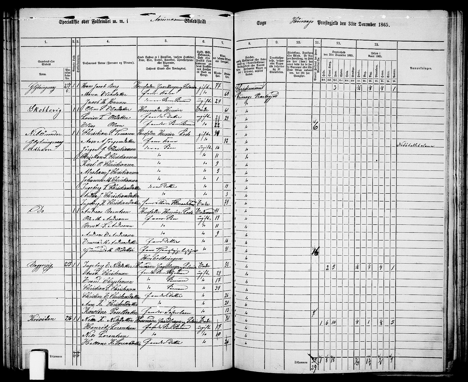 RA, 1865 census for Høvåg, 1865, p. 85