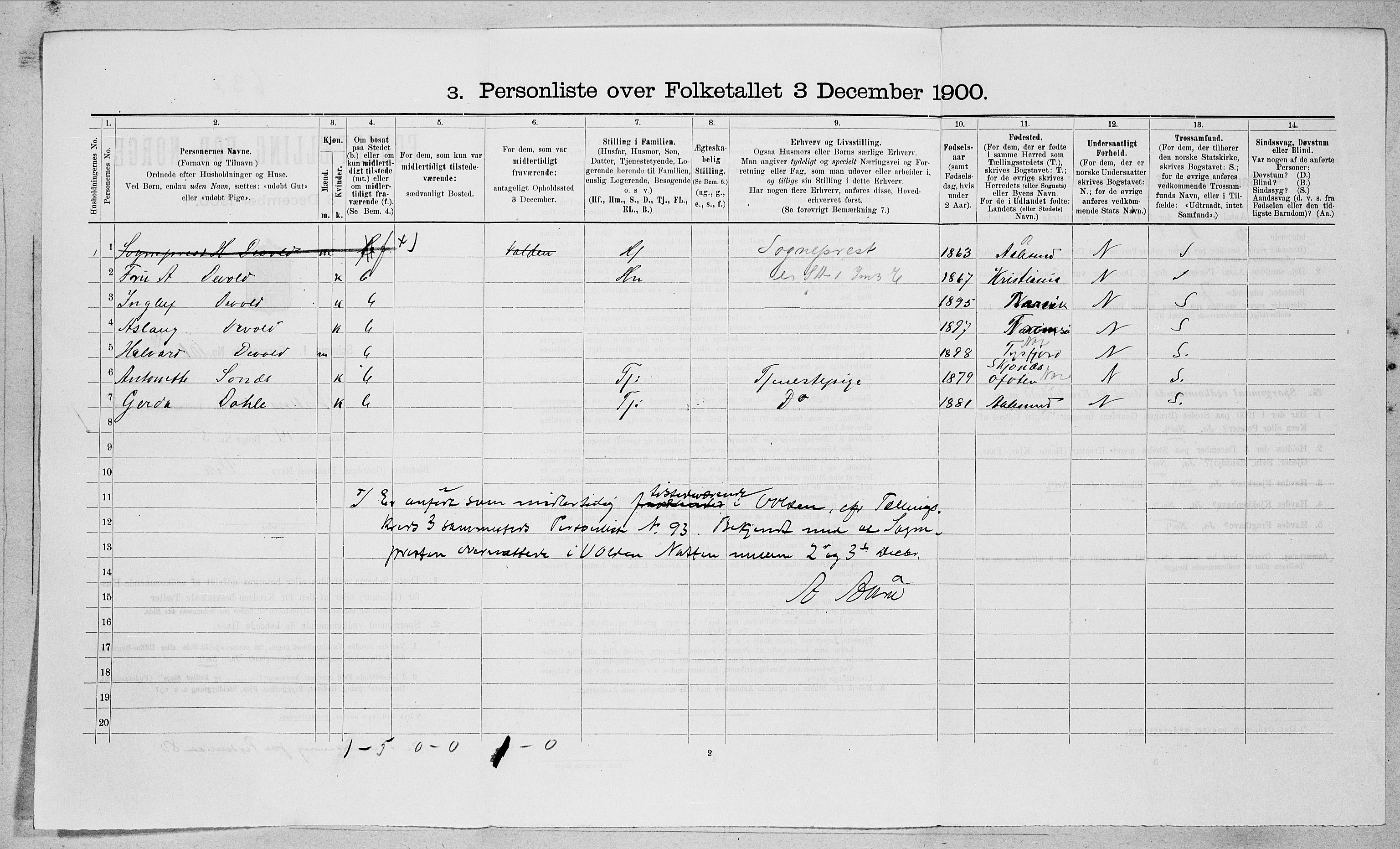 SAT, 1900 census for Ørsta, 1900, p. 343