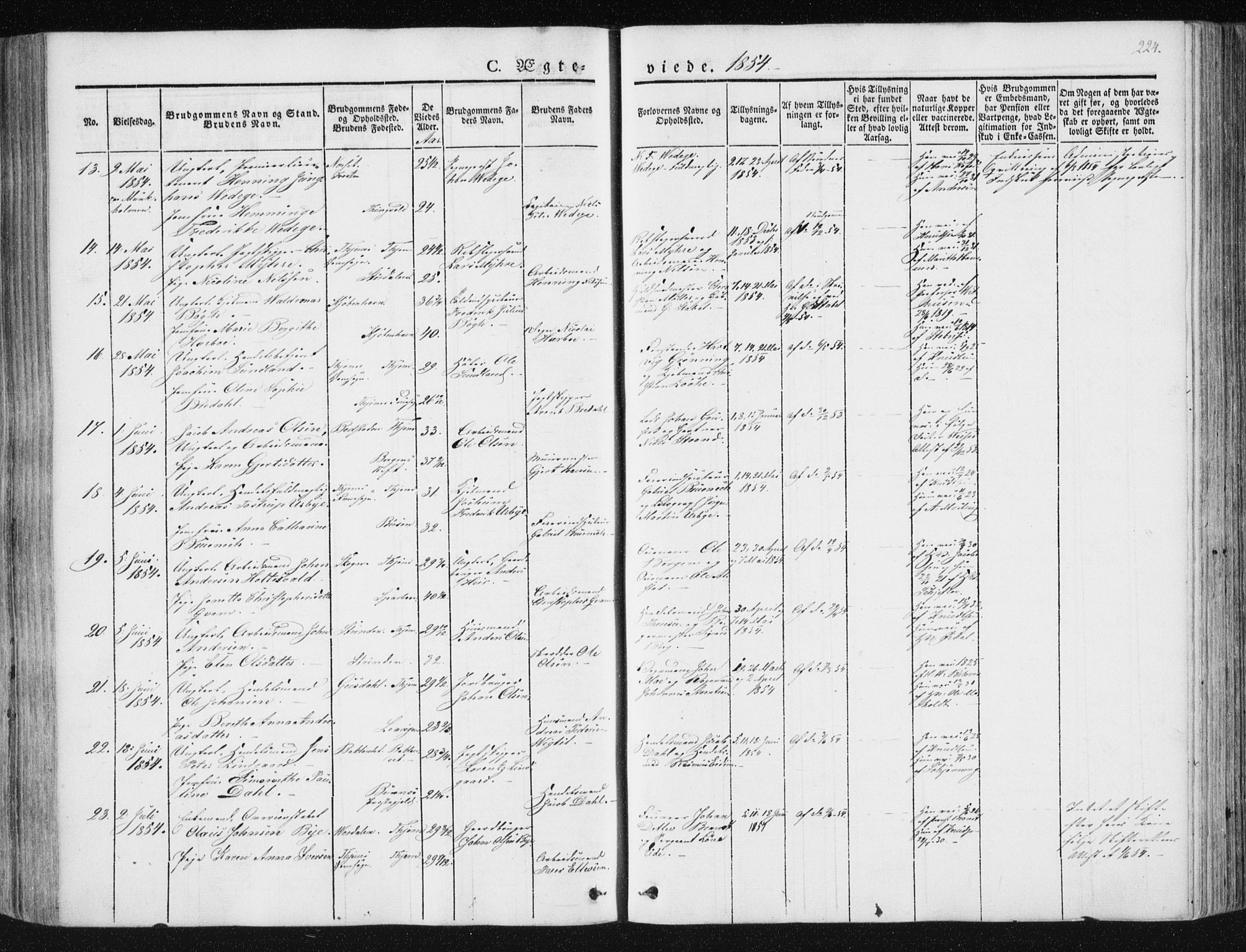 Ministerialprotokoller, klokkerbøker og fødselsregistre - Sør-Trøndelag, SAT/A-1456/602/L0110: Parish register (official) no. 602A08, 1840-1854, p. 224