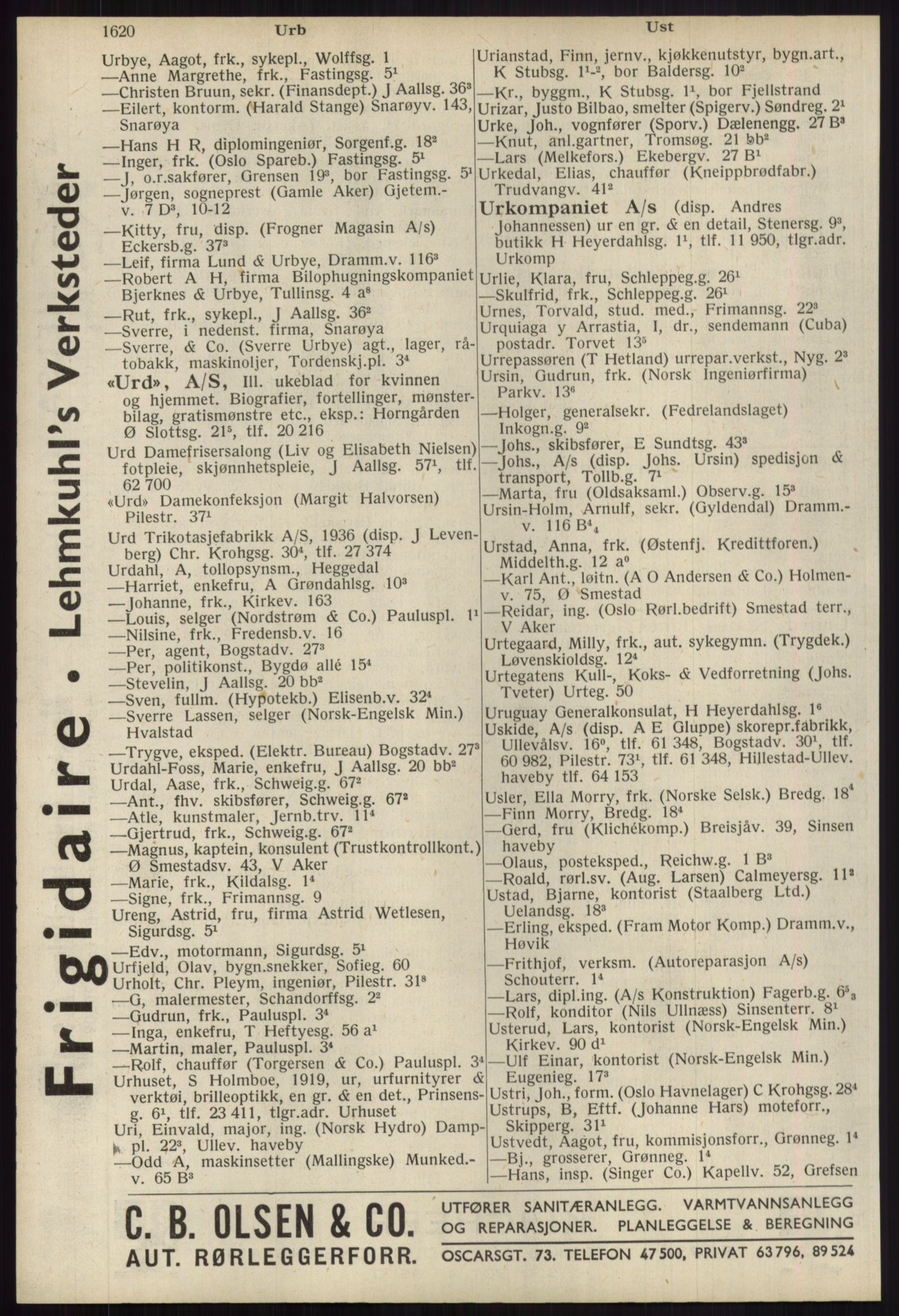 Kristiania/Oslo adressebok, PUBL/-, 1939, p. 1620
