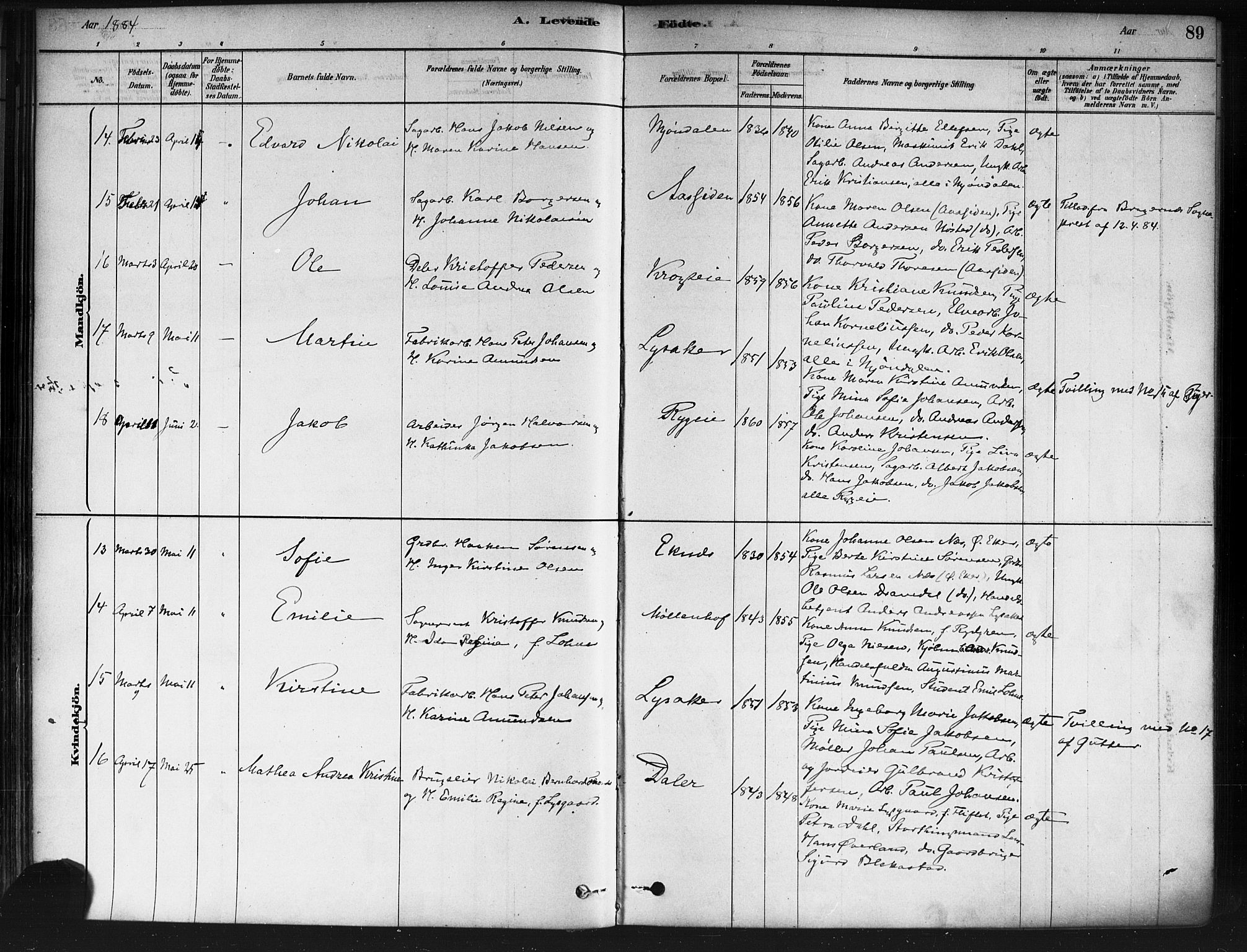 Nedre Eiker kirkebøker, AV/SAKO-A-612/F/Fa/L0002: Parish register (official) no. 2, 1878-1885, p. 89