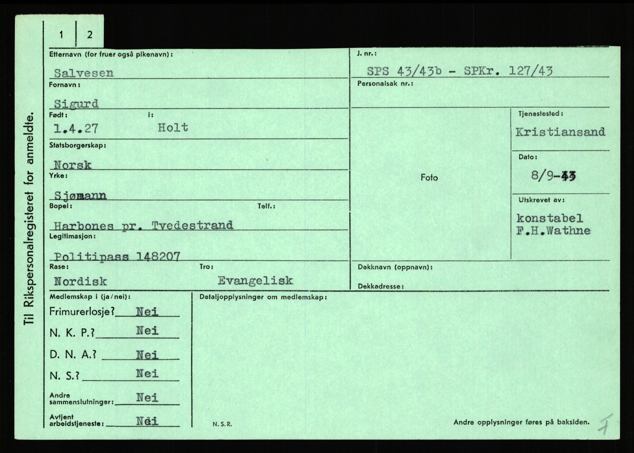 Statspolitiet - Hovedkontoret / Osloavdelingen, AV/RA-S-1329/C/Ca/L0013: Raa - Servold, 1943-1945, p. 3436