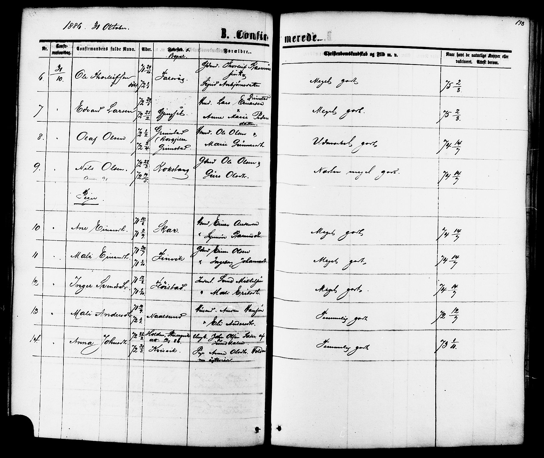 Ministerialprotokoller, klokkerbøker og fødselsregistre - Møre og Romsdal, AV/SAT-A-1454/587/L0999: Parish register (official) no. 587A01, 1864-1886, p. 138