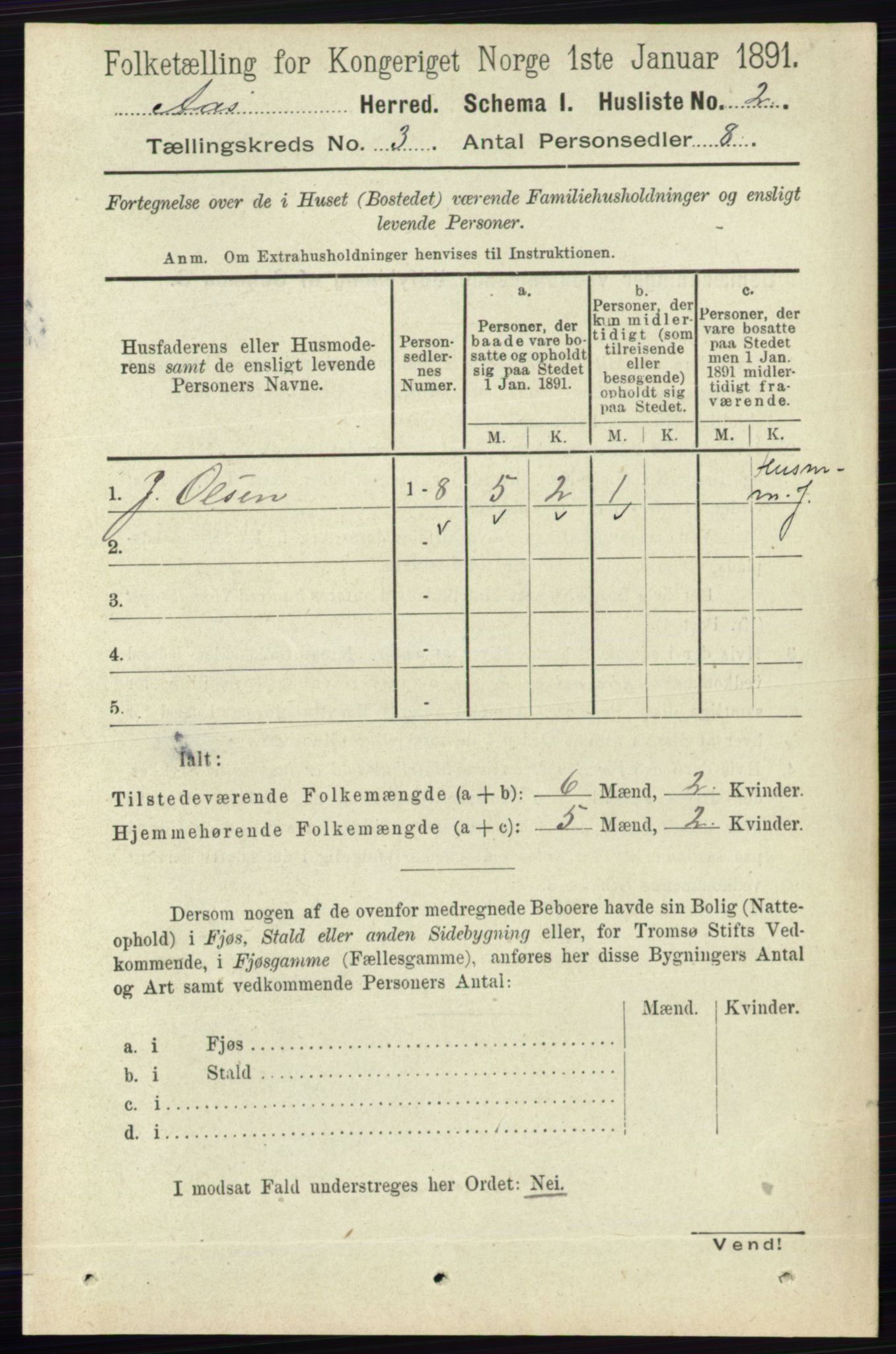 RA, 1891 census for 0214 Ås, 1891, p. 2026