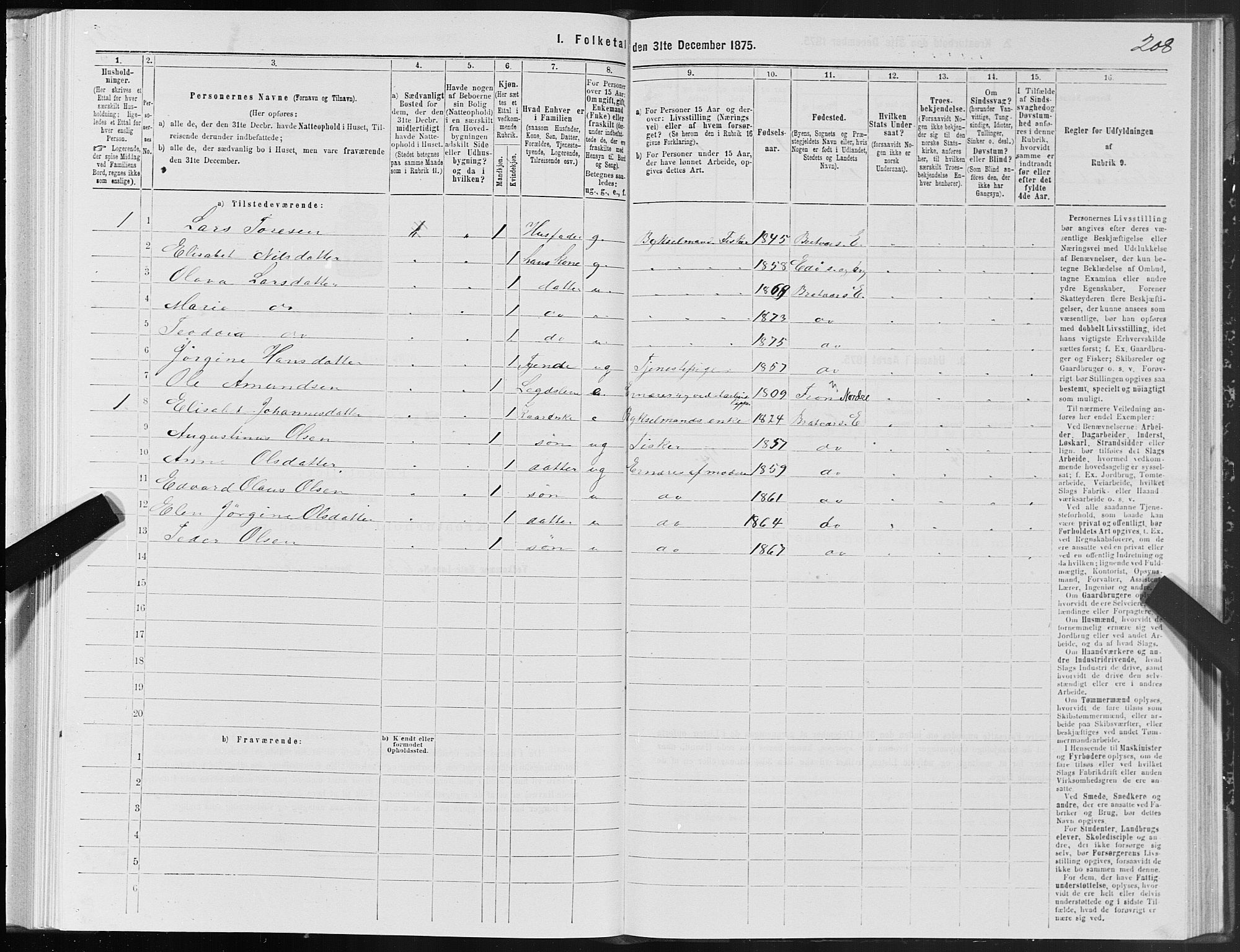 SAT, 1875 census for 1573P Edøy, 1875, p. 2208