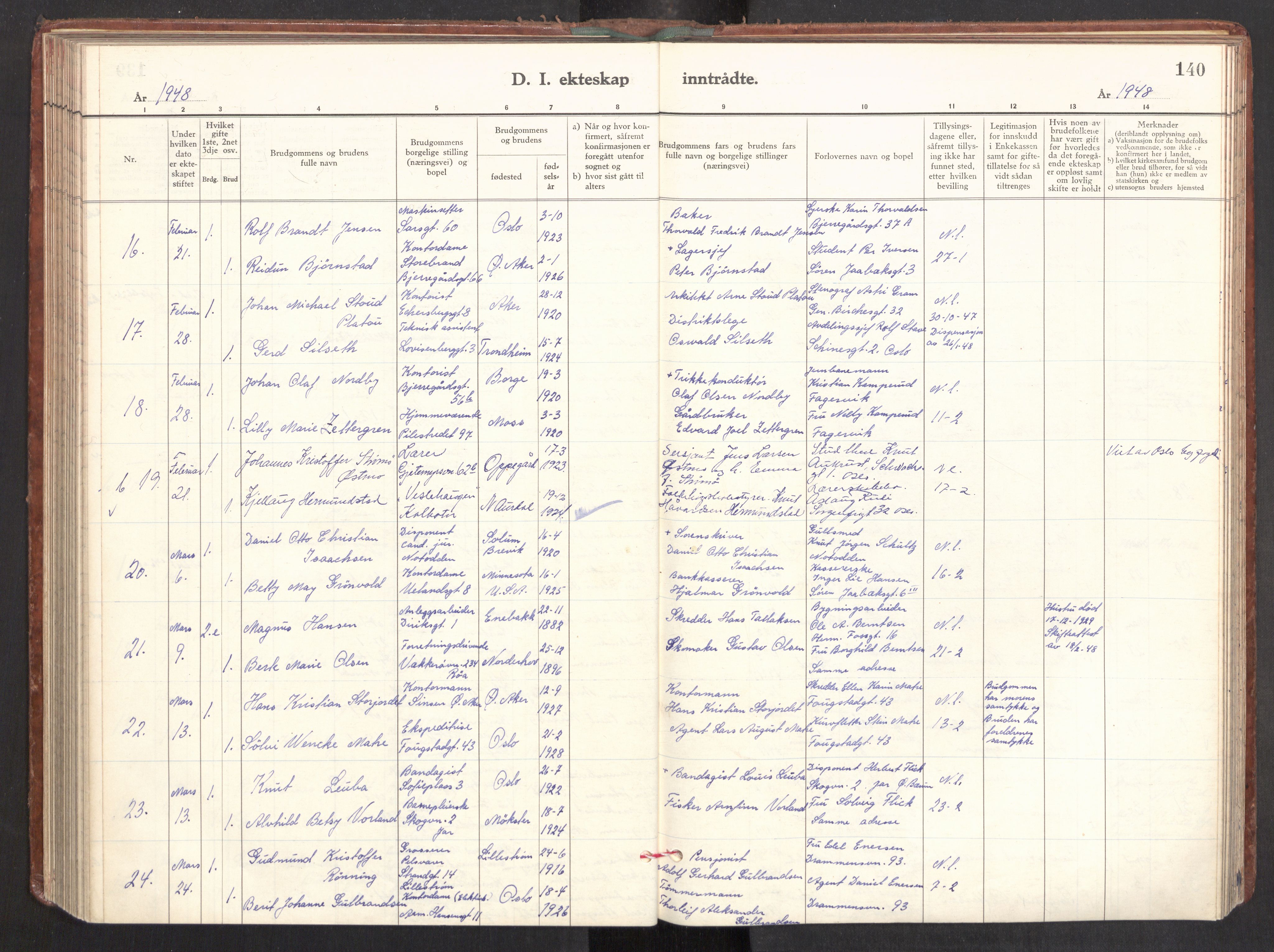 Gamle Aker prestekontor Kirkebøker, AV/SAO-A-10617a/F/L0022: Parish register (official) no. 22, 1941-1952, p. 140