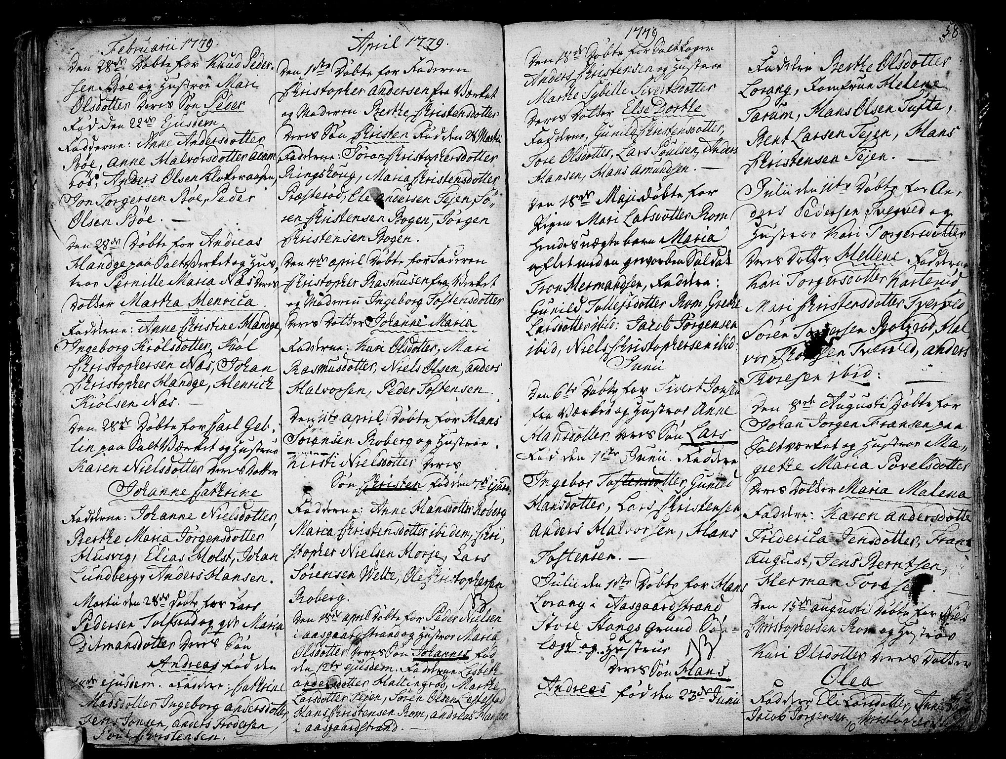 Sem kirkebøker, AV/SAKO-A-5/F/Fb/L0002: Parish register (official) no. II 2, 1764-1792, p. 58