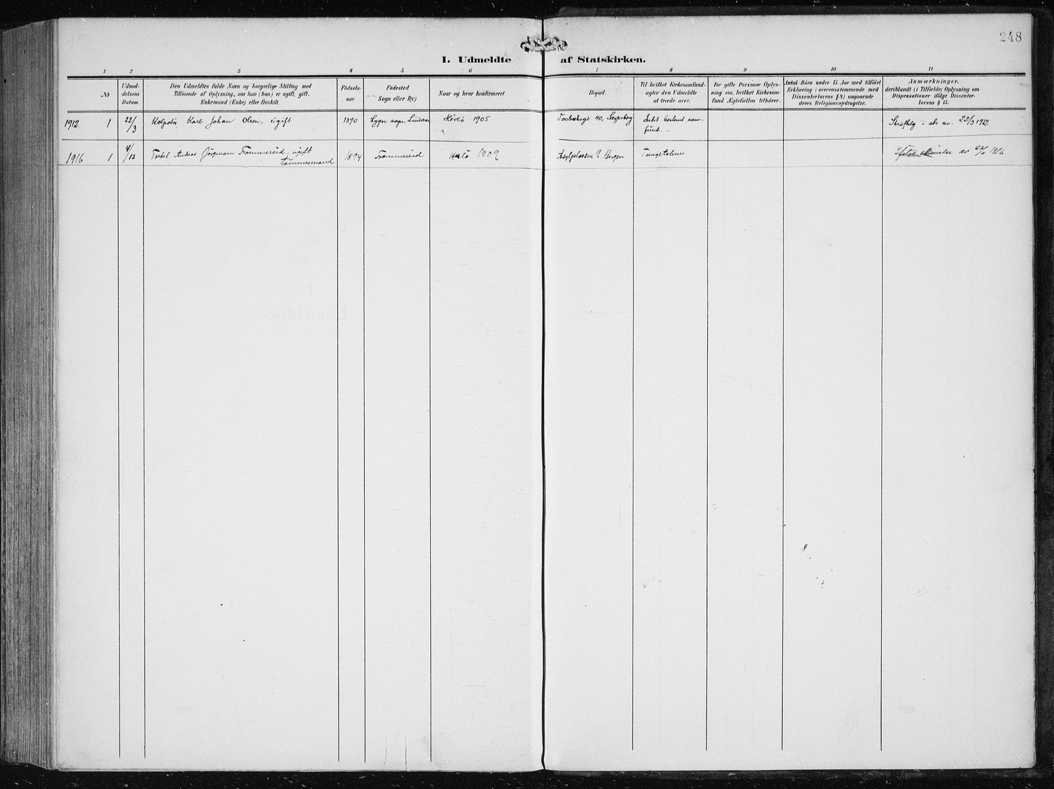 Herdla Sokneprestembete, SAB/A-75701/H/Haa: Parish register (official) no. A 5, 1905-1918, p. 248