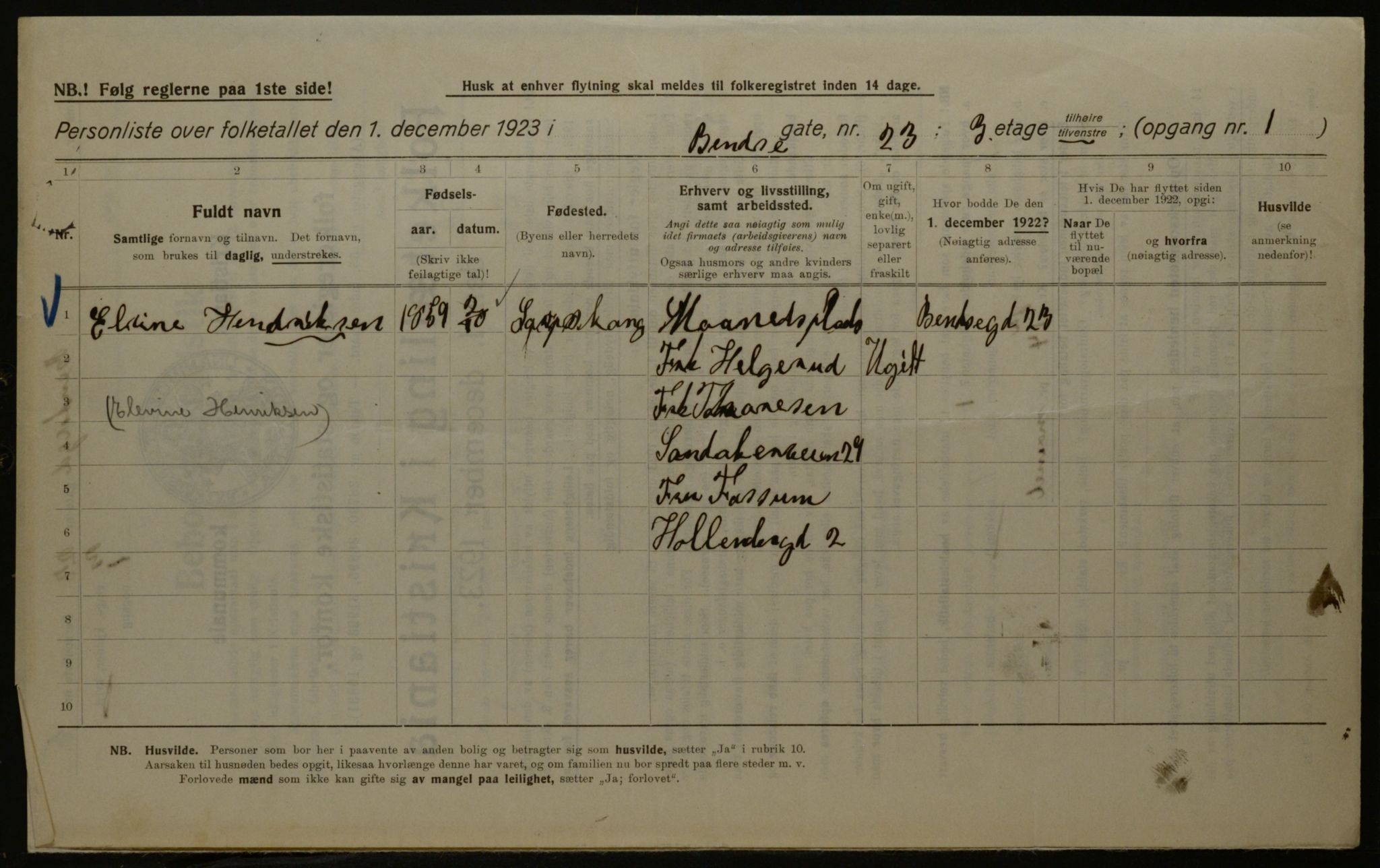 OBA, Municipal Census 1923 for Kristiania, 1923, p. 4522