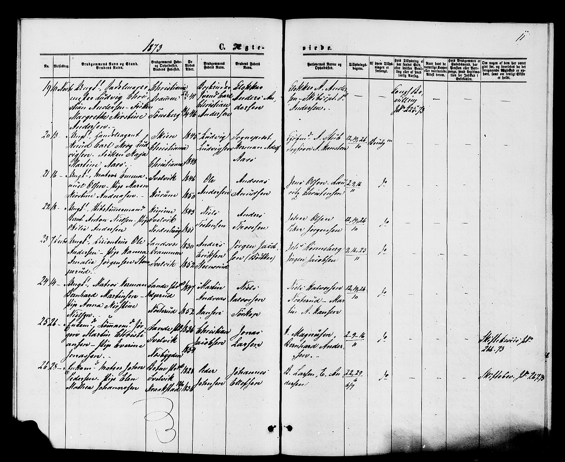 Strømm kirkebøker, AV/SAKO-A-322/F/Fa/L0003: Parish register (official) no. I 3, 1870-1877, p. 11