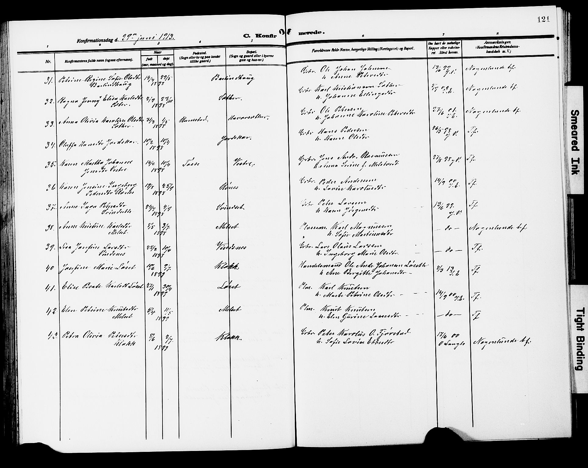 Ministerialprotokoller, klokkerbøker og fødselsregistre - Møre og Romsdal, AV/SAT-A-1454/522/L0328: Parish register (copy) no. 522C07, 1909-1925, p. 121