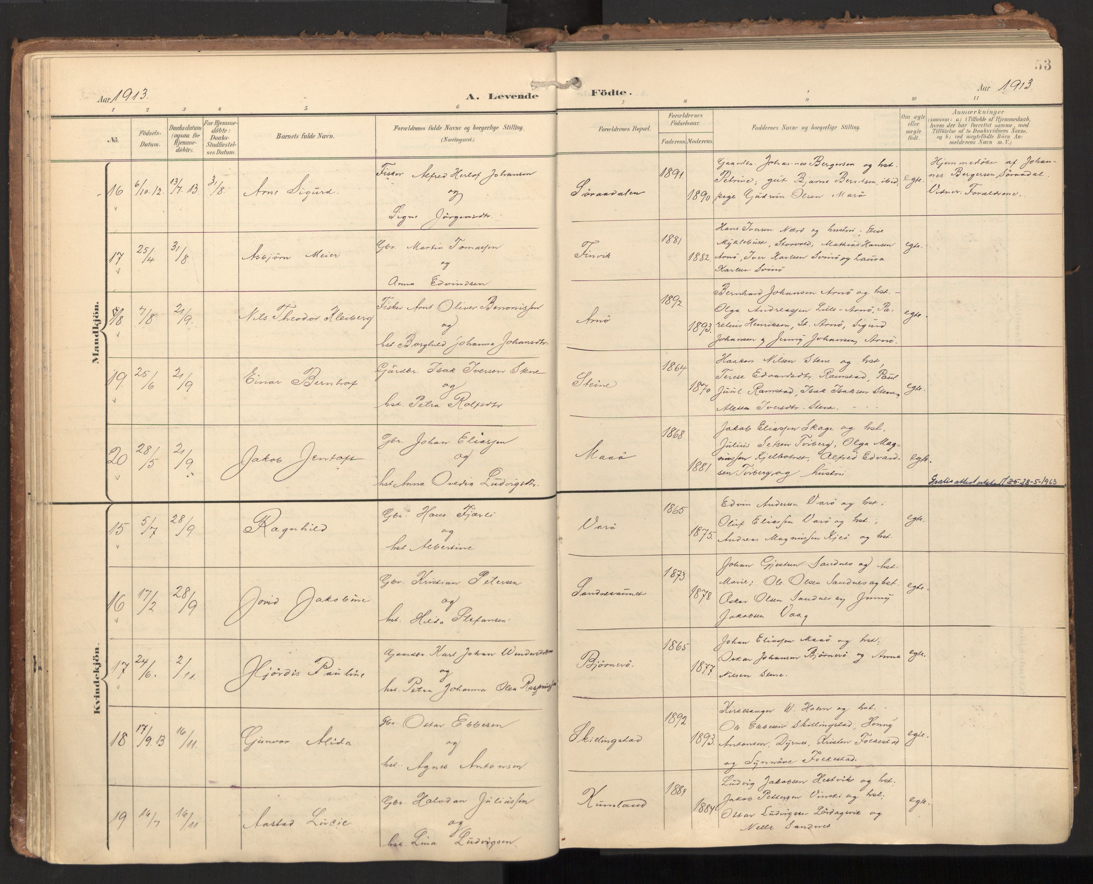 Ministerialprotokoller, klokkerbøker og fødselsregistre - Nord-Trøndelag, AV/SAT-A-1458/784/L0677: Parish register (official) no. 784A12, 1900-1920, p. 53