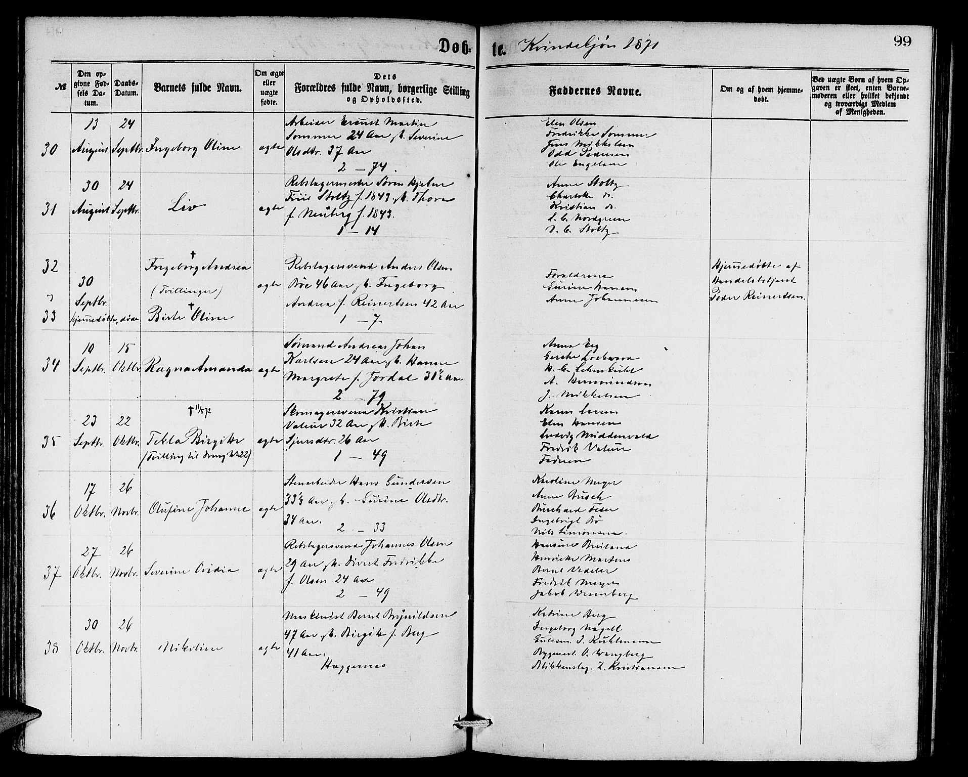 Sandviken Sokneprestembete, AV/SAB-A-77601/H/Hb: Parish register (copy) no. A 1, 1867-1879, p. 99