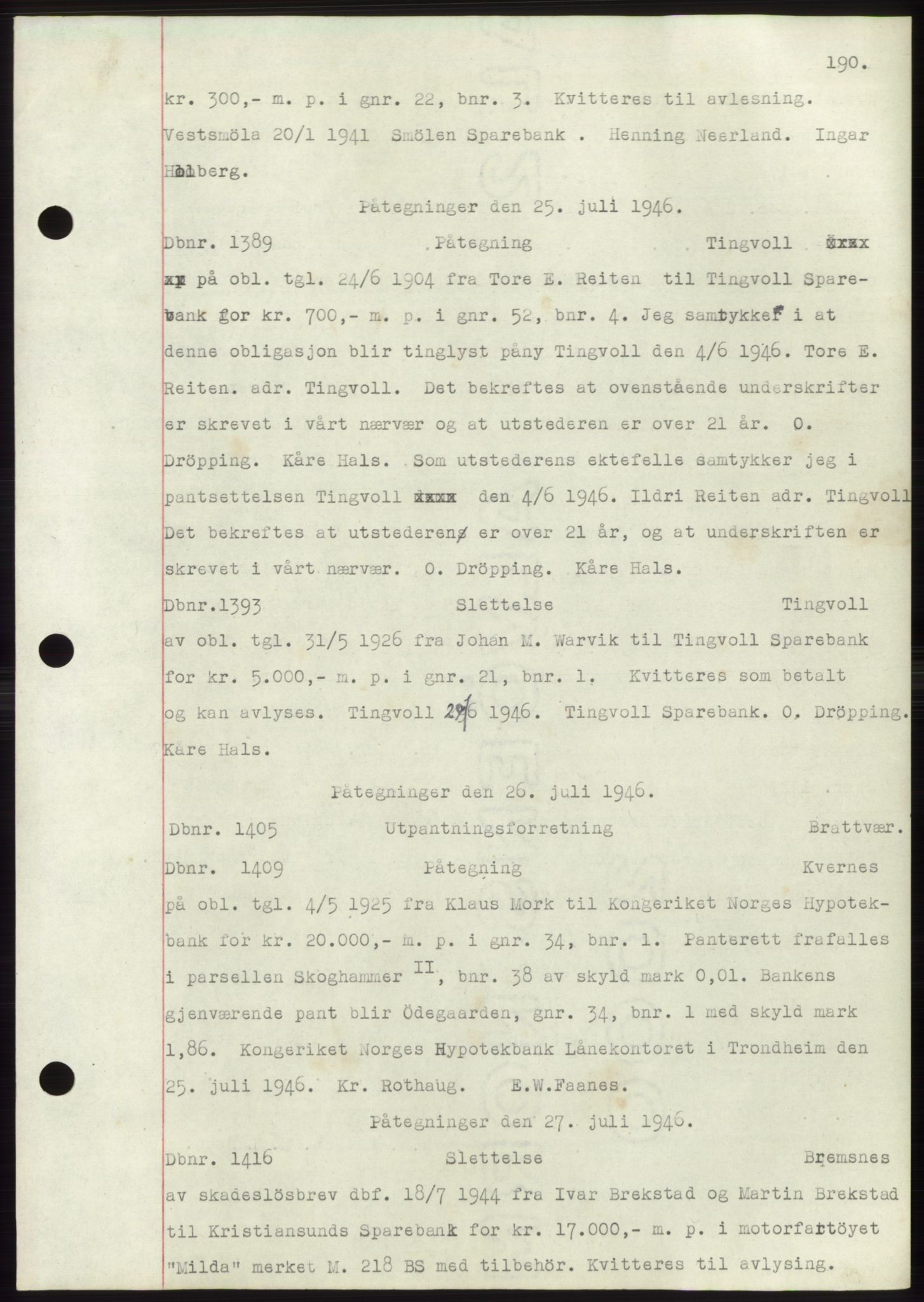Nordmøre sorenskriveri, SAT/A-4132/1/2/2Ca: Mortgage book no. C82b, 1946-1951, Diary no: : 1389/1946