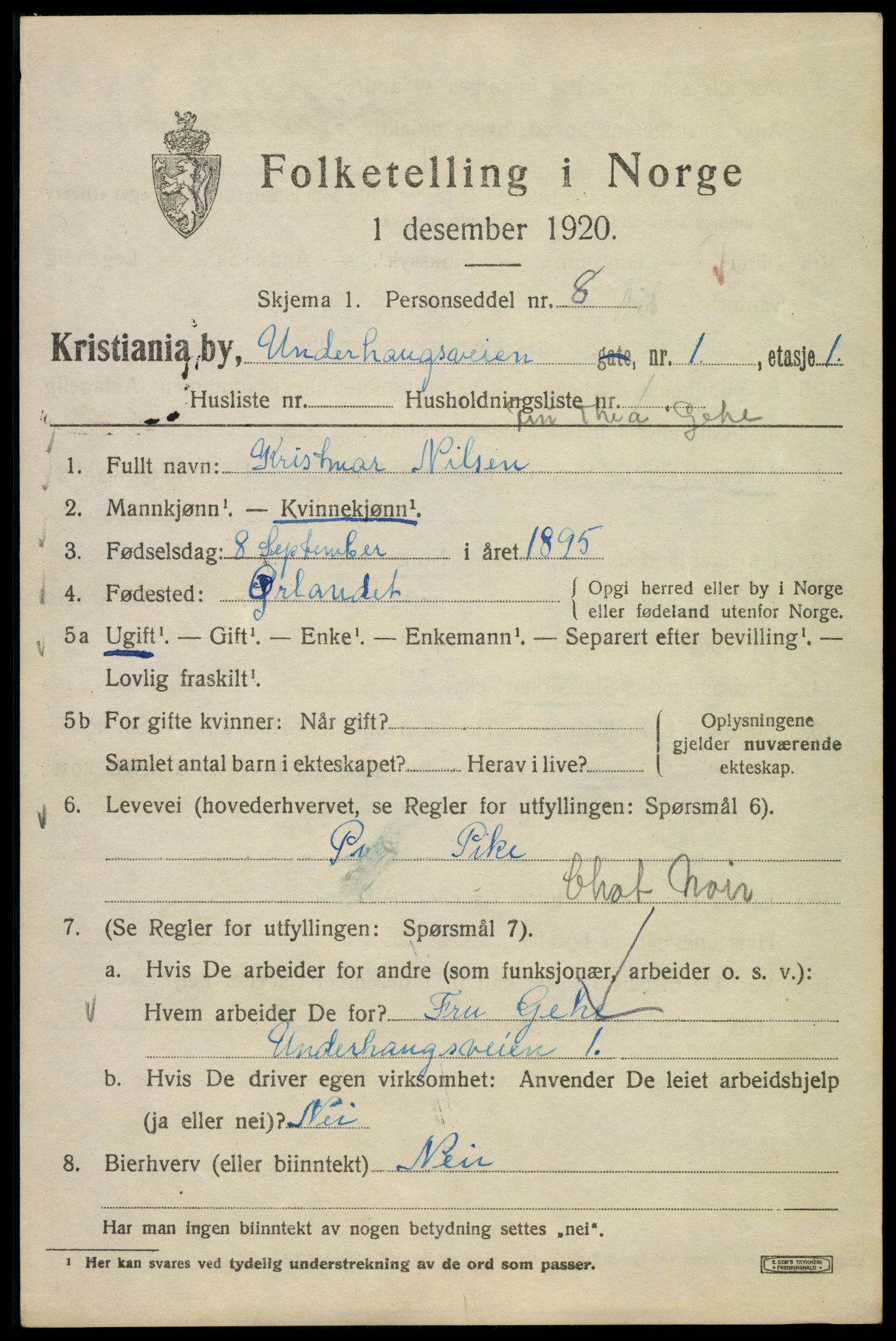 SAO, 1920 census for Kristiania, 1920, p. 617175