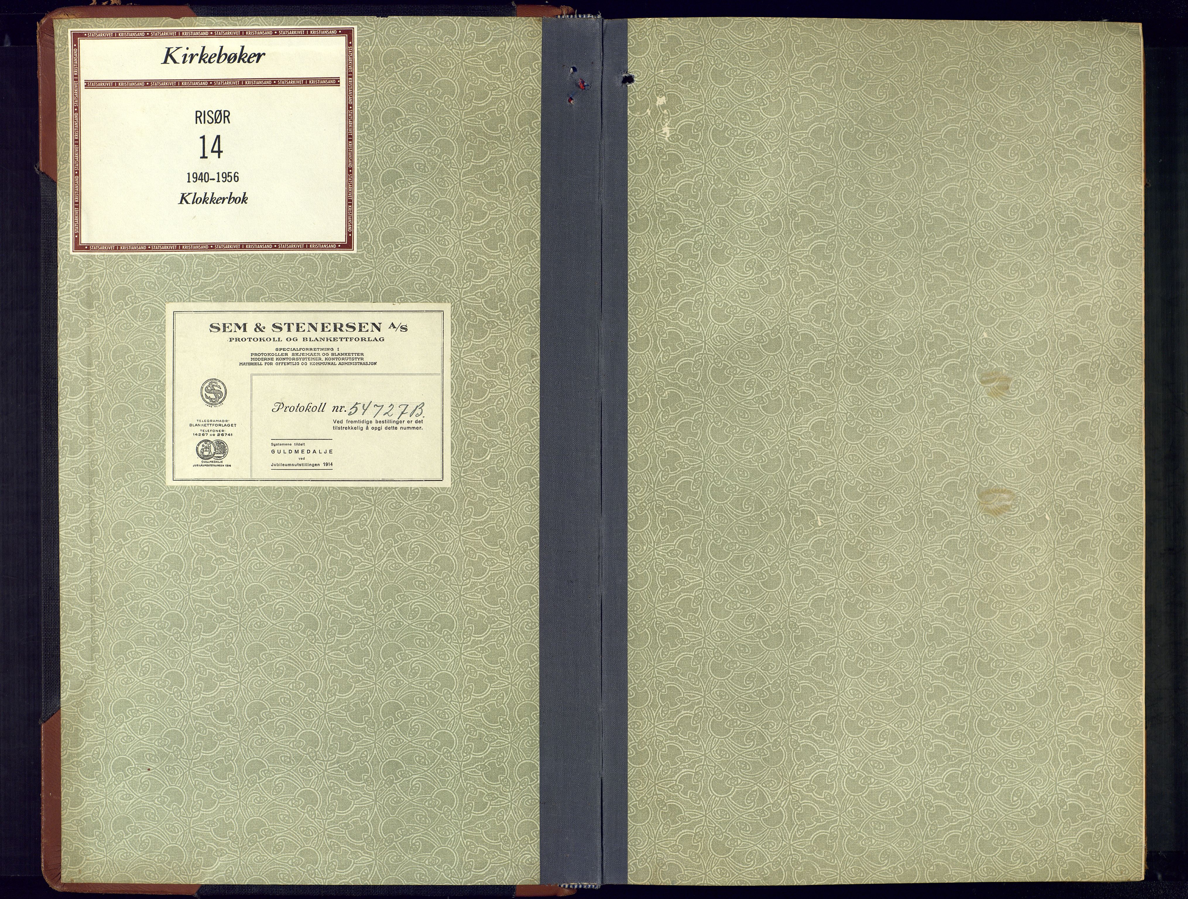 Risør sokneprestkontor, SAK/1111-0035/F/Fb/L0010: Parish register (copy) no. B 10, 1940-1956