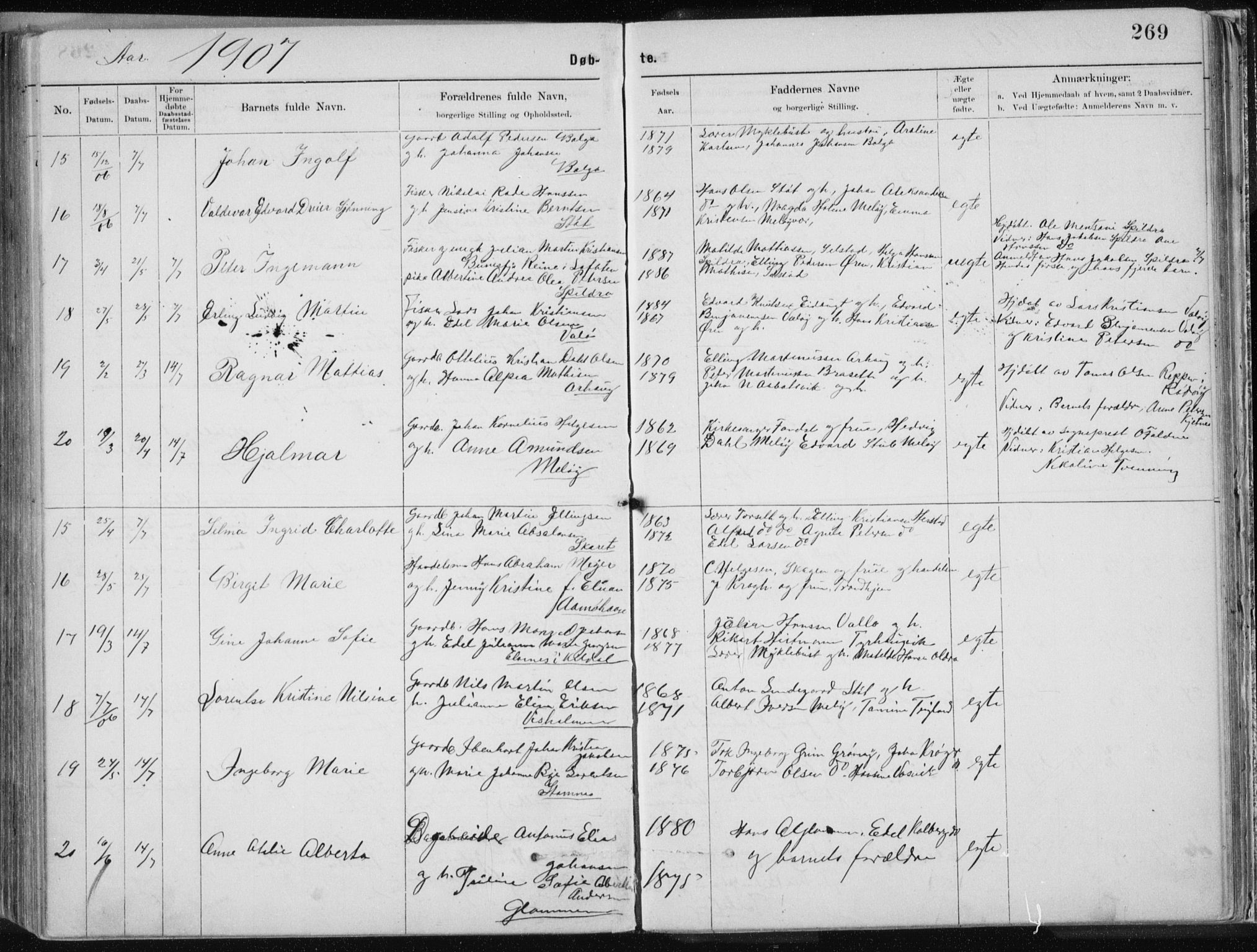 Ministerialprotokoller, klokkerbøker og fødselsregistre - Nordland, AV/SAT-A-1459/843/L0636: Parish register (copy) no. 843C05, 1884-1909, p. 269