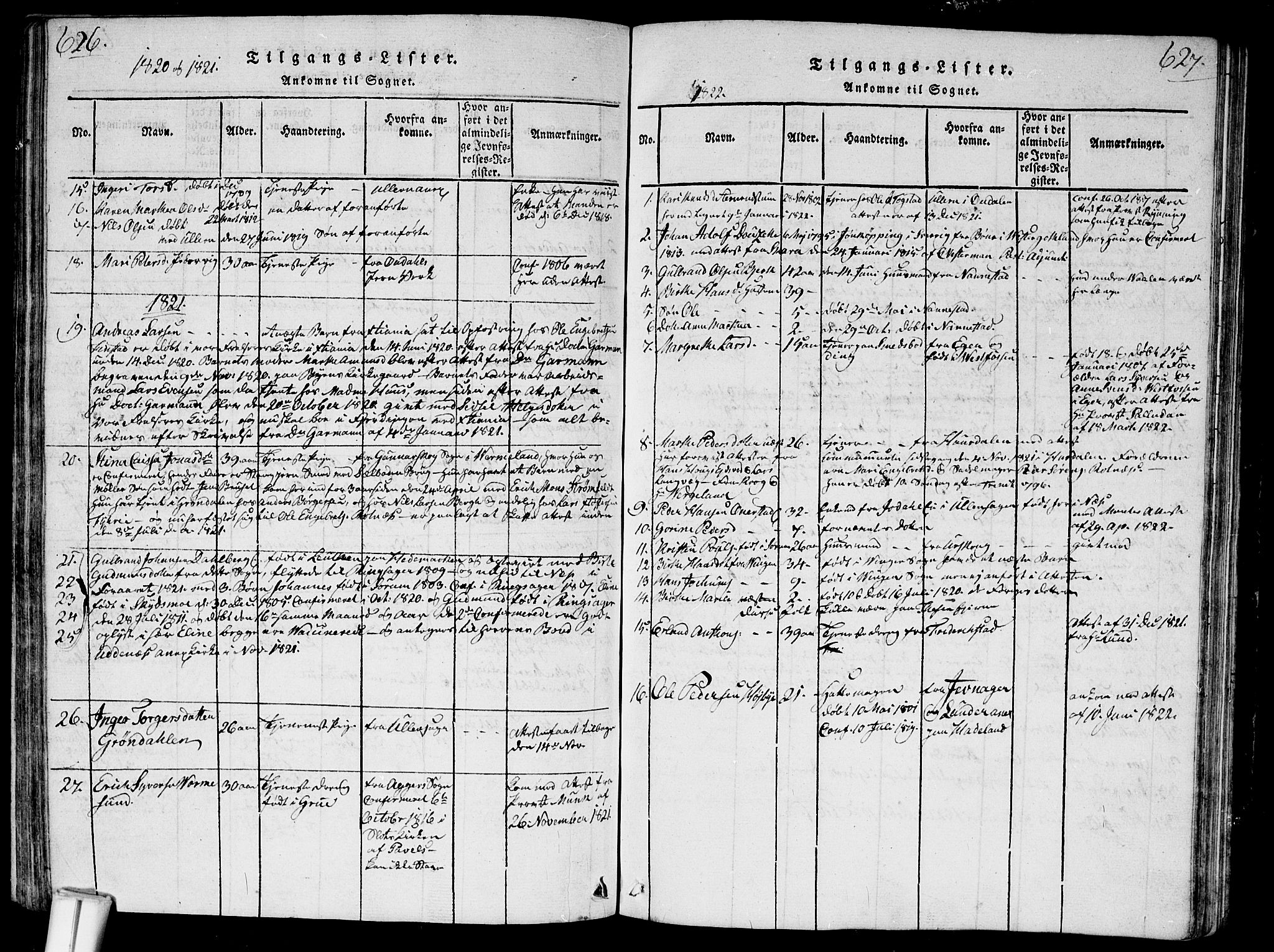 Nes prestekontor Kirkebøker, SAO/A-10410/G/Ga/L0001: Parish register (copy) no. I 1, 1815-1835, p. 626-627