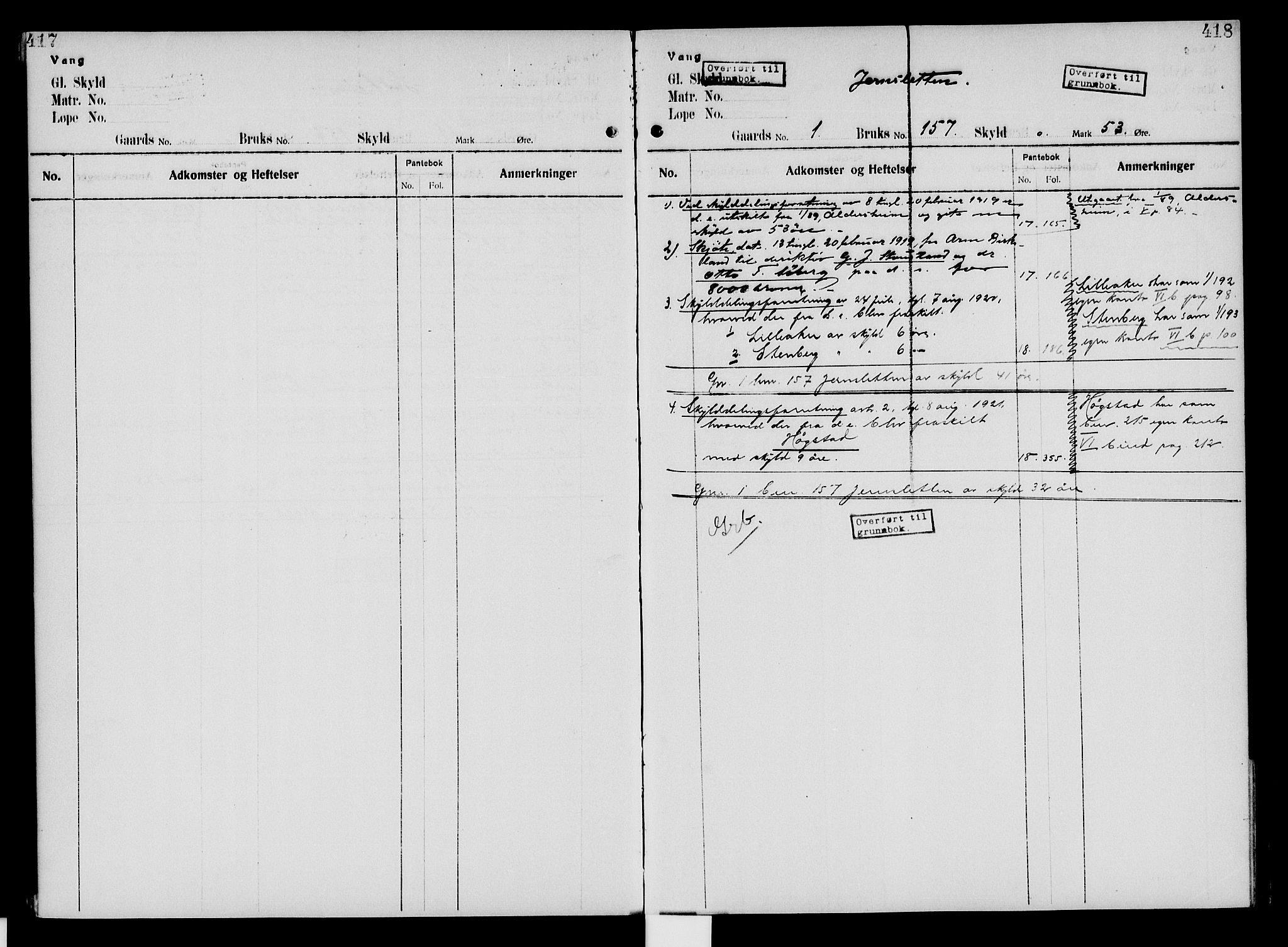 Nord-Hedmark sorenskriveri, SAH/TING-012/H/Ha/Had/Hade/L0005: Mortgage register no. 4.5, 1916-1940, p. 417-418