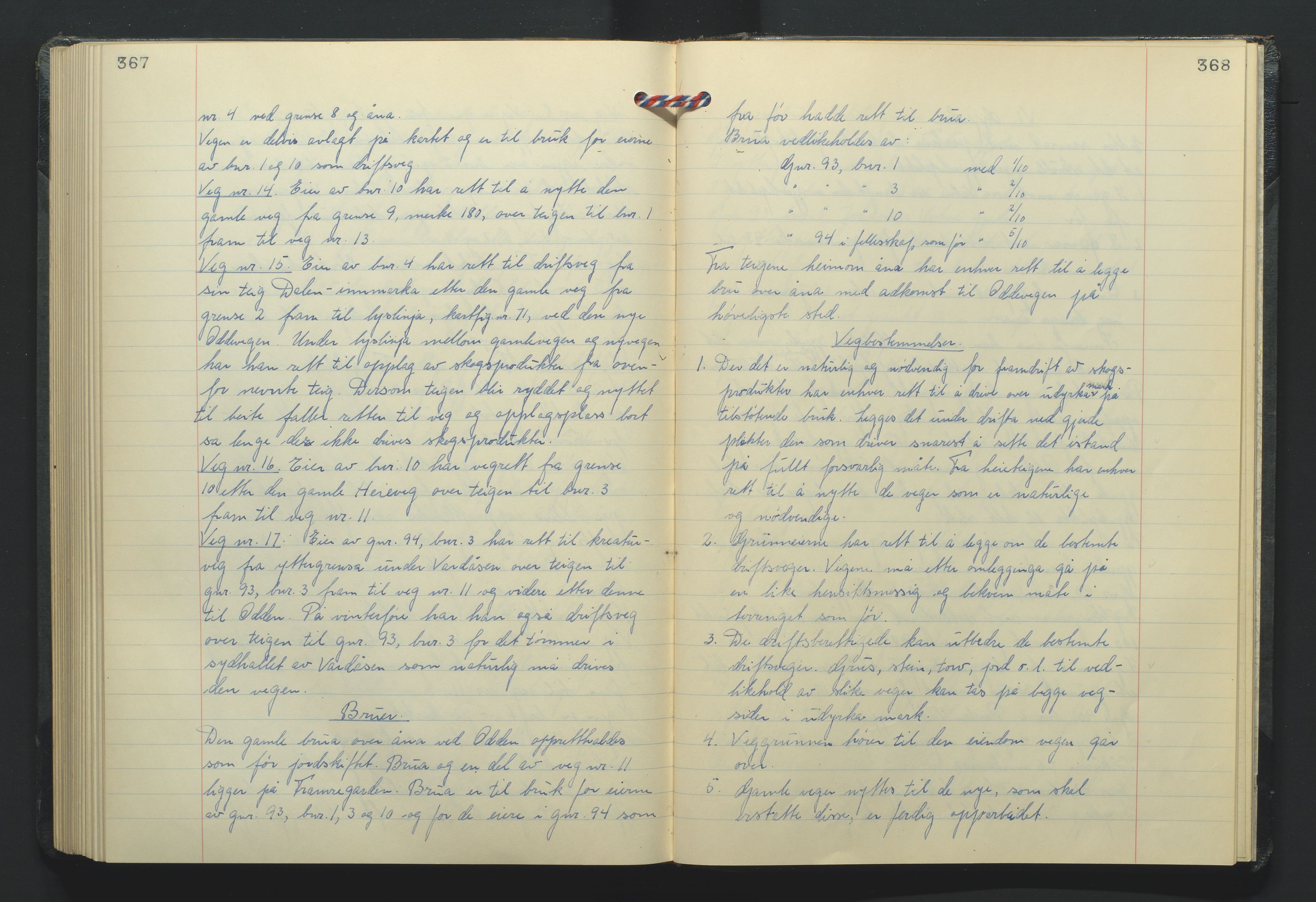 Marnar jordskifterett, AV/SAK-1541-0006/F/Fa/L0016: Jordskifterettsbok Lyngdal domssokn (L1), 1952-1965, p. 367-368
