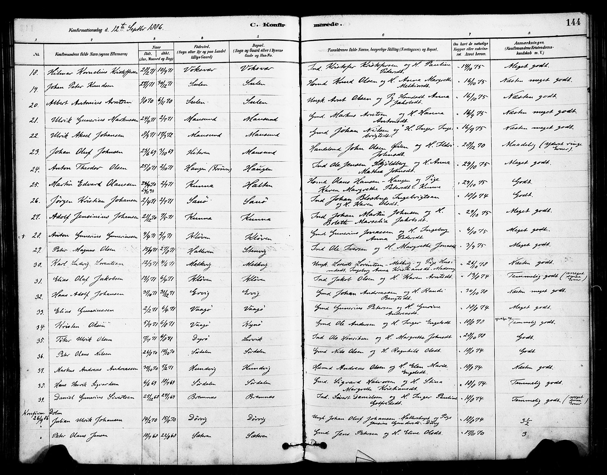 Ministerialprotokoller, klokkerbøker og fødselsregistre - Sør-Trøndelag, SAT/A-1456/640/L0578: Parish register (official) no. 640A03, 1879-1889, p. 144