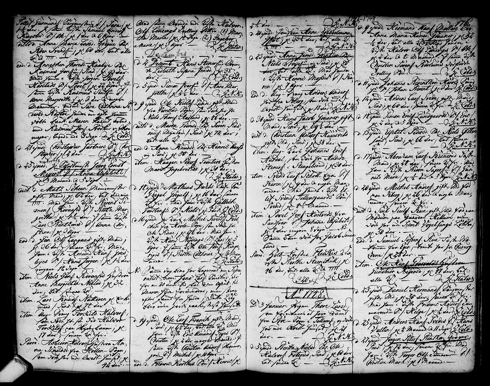 Kongsberg kirkebøker, AV/SAKO-A-22/F/Fa/L0003: Parish register (official) no. I 3, 1744-1755, p. 176