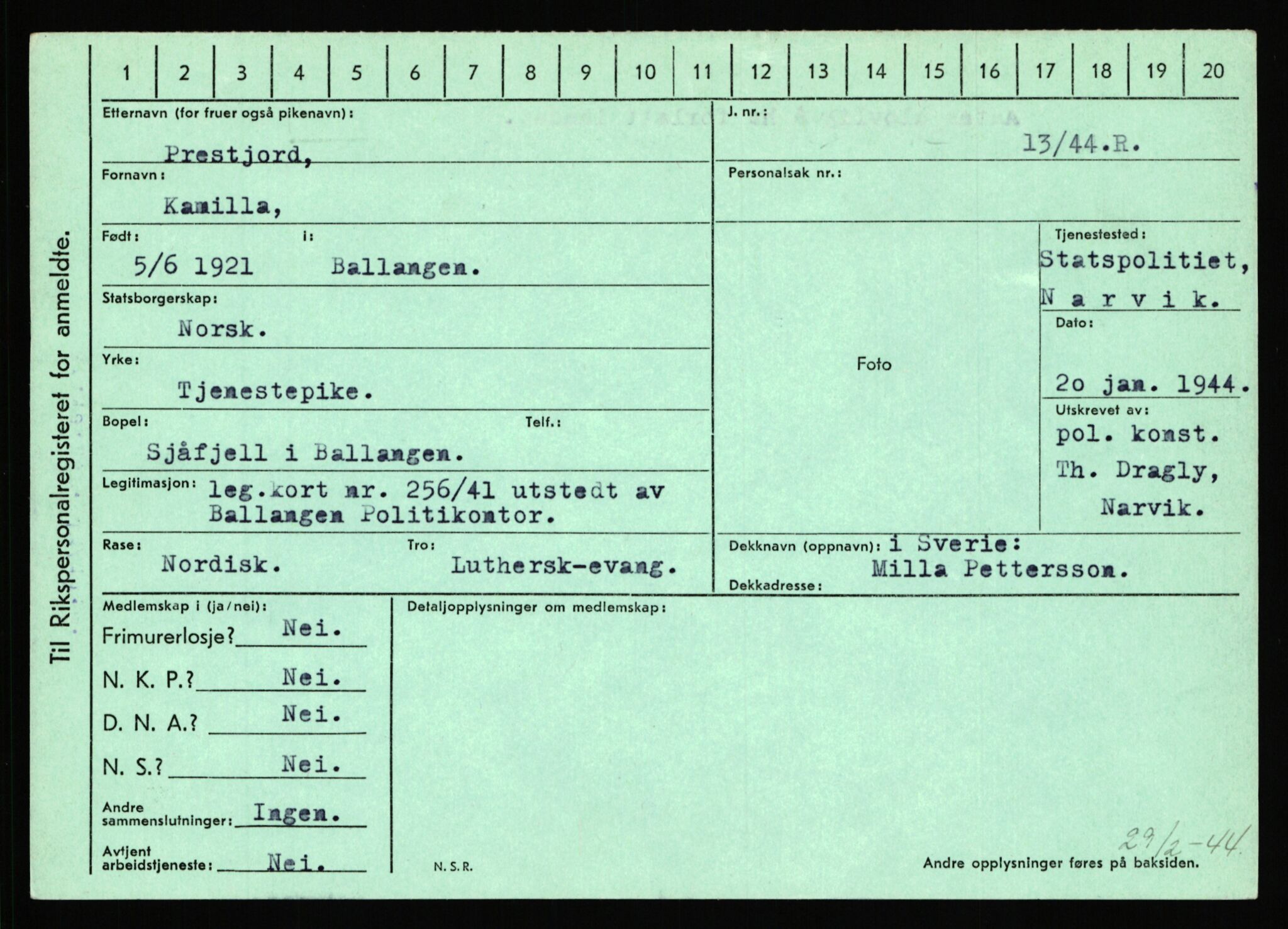 Statspolitiet - Hovedkontoret / Osloavdelingen, AV/RA-S-1329/C/Ca/L0012: Oanæs - Quistgaard	, 1943-1945, p. 4807