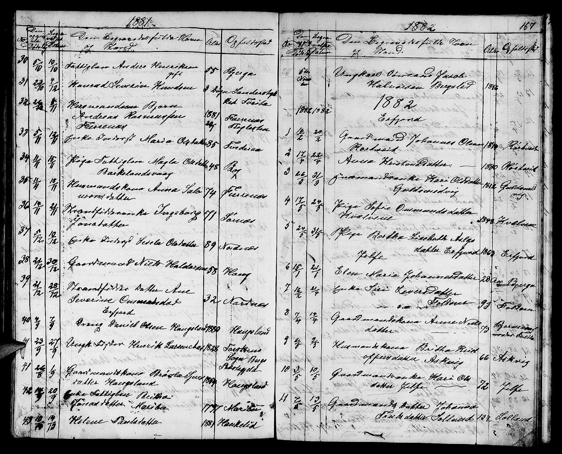 Jelsa sokneprestkontor, SAST/A-101842/01/V: Parish register (copy) no. B 3, 1864-1890, p. 167