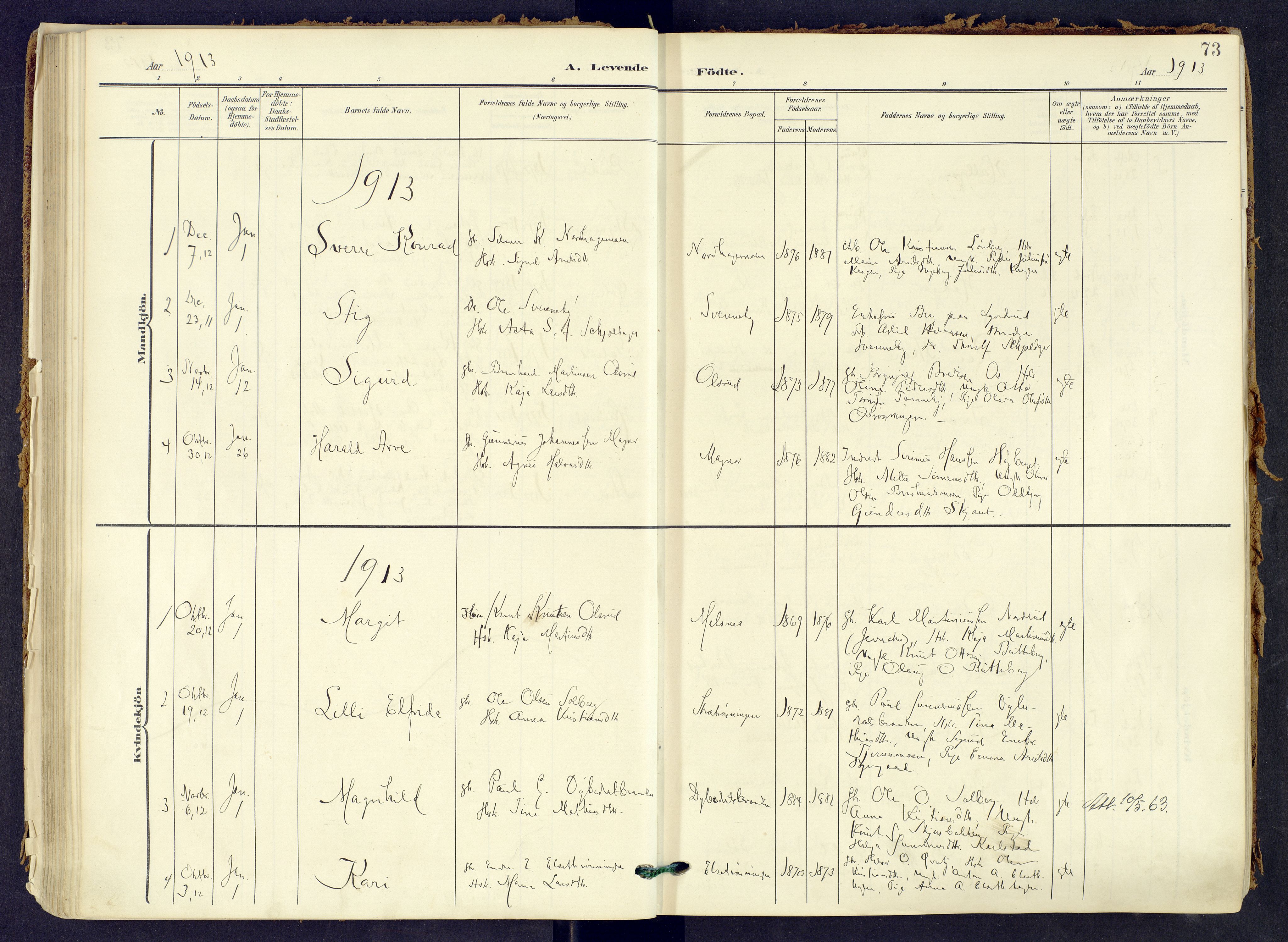 Våler prestekontor, Hedmark, SAH/PREST-040/H/Ha/Haa/L0008: Parish register (official) no. 8, 1905-1921, p. 73