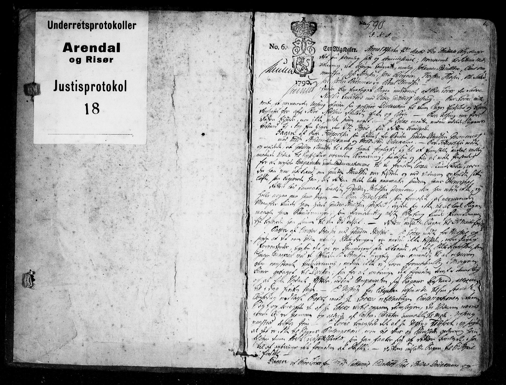 Arendal byfogd, SAK/1222-0001/F/Fa/L0018: Justisprotokoll, 1791-1795, p. 0b-1a