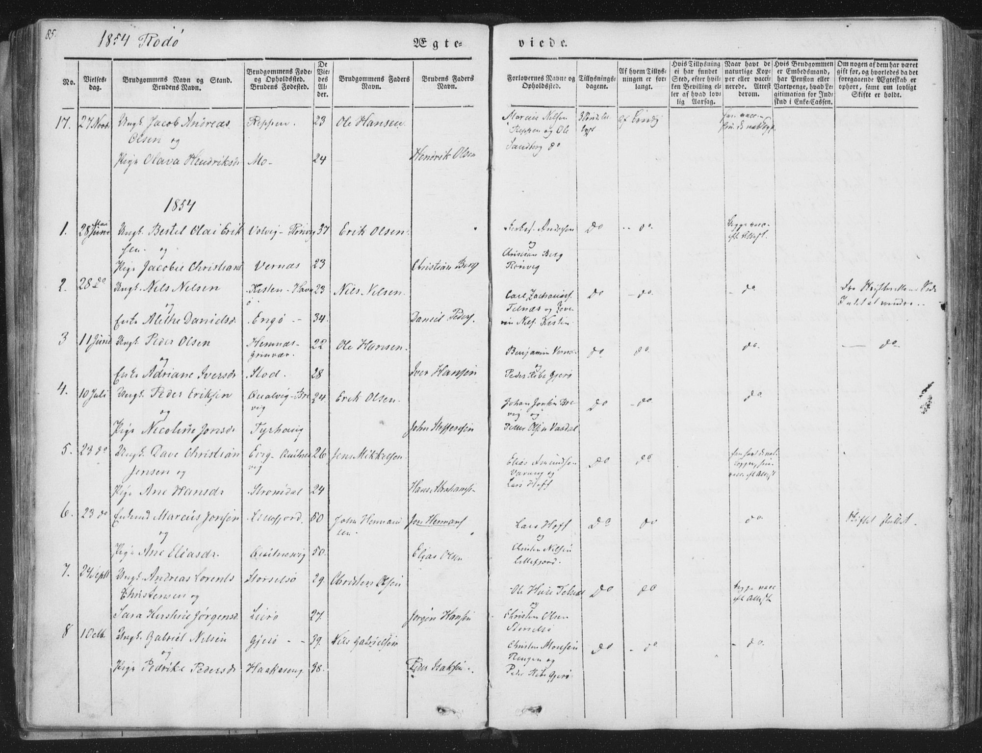 Ministerialprotokoller, klokkerbøker og fødselsregistre - Nordland, SAT/A-1459/841/L0604: Parish register (official) no. 841A09 /1, 1845-1862, p. 85