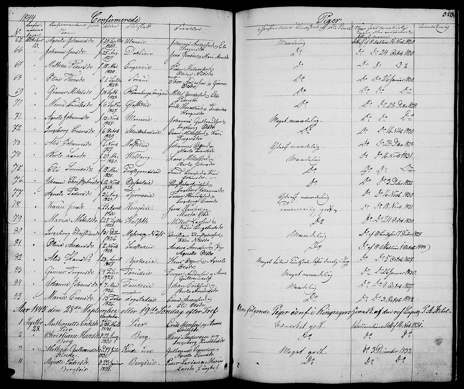 Ringsaker prestekontor, AV/SAH-PREST-014/L/La/L0005: Parish register (copy) no. 5, 1839-1850, p. 323