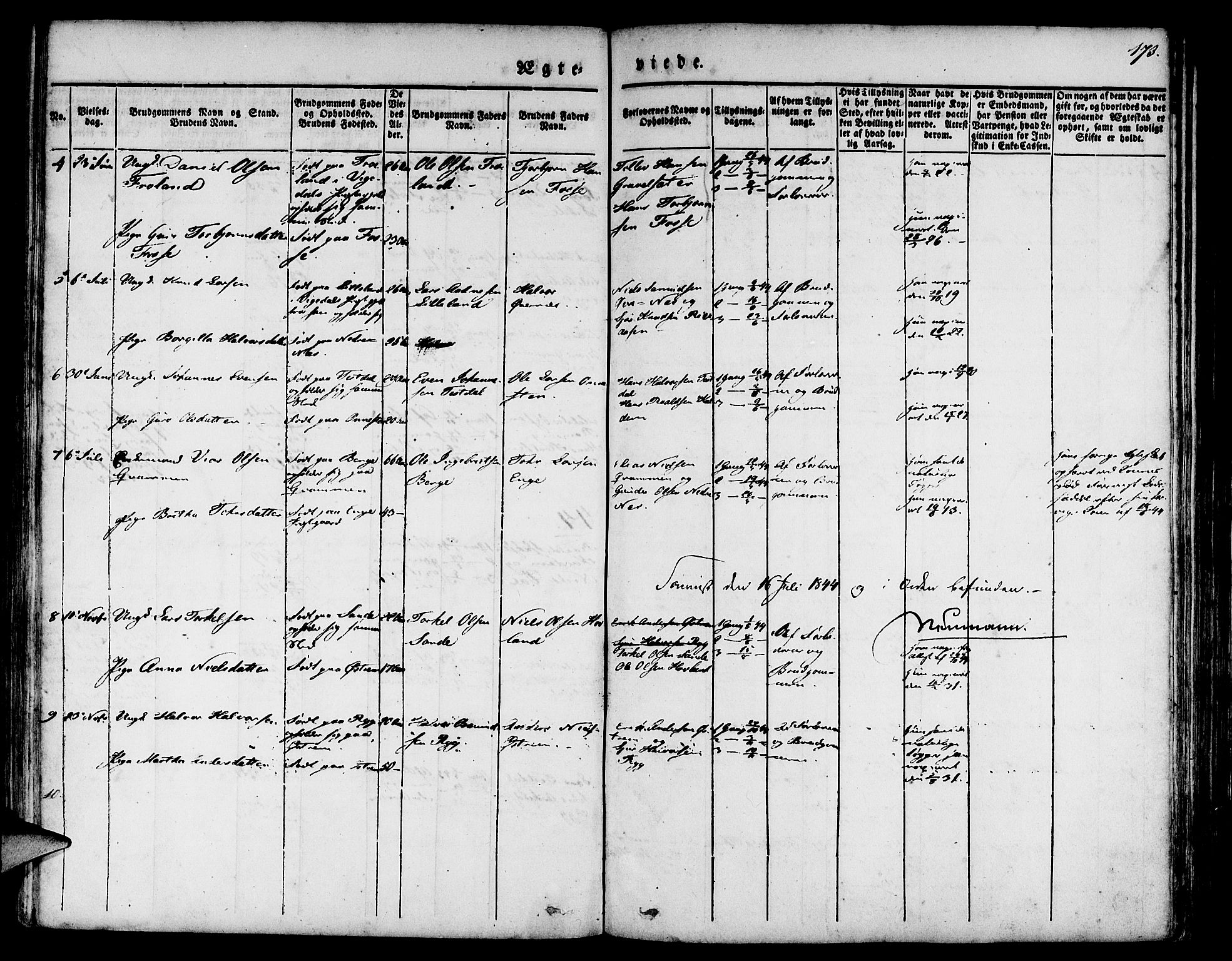 Etne sokneprestembete, SAB/A-75001/H/Haa: Parish register (official) no. A 7, 1831-1847, p. 173