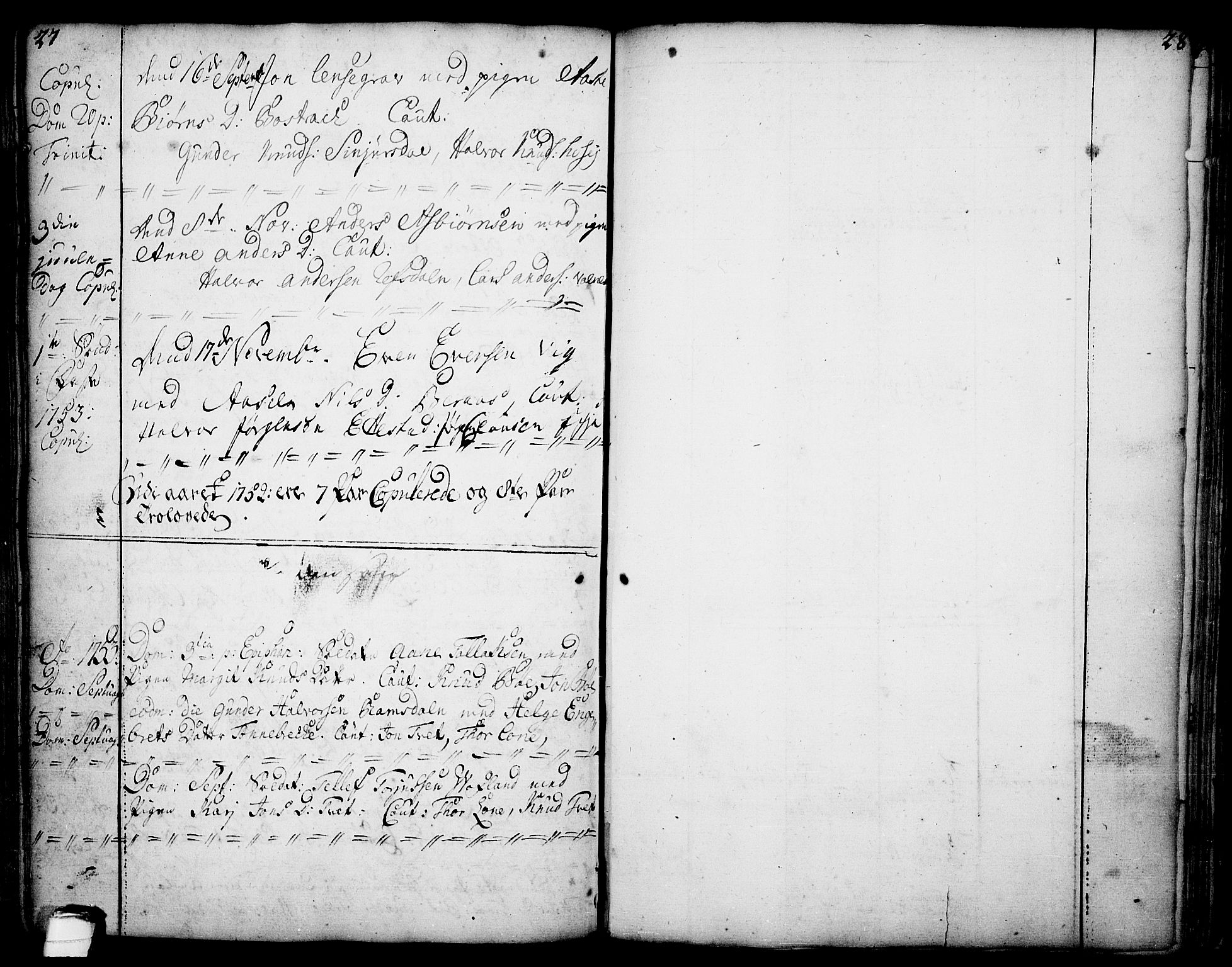 Drangedal kirkebøker, AV/SAKO-A-258/F/Fa/L0002: Parish register (official) no. 2, 1733-1753, p. 27-28