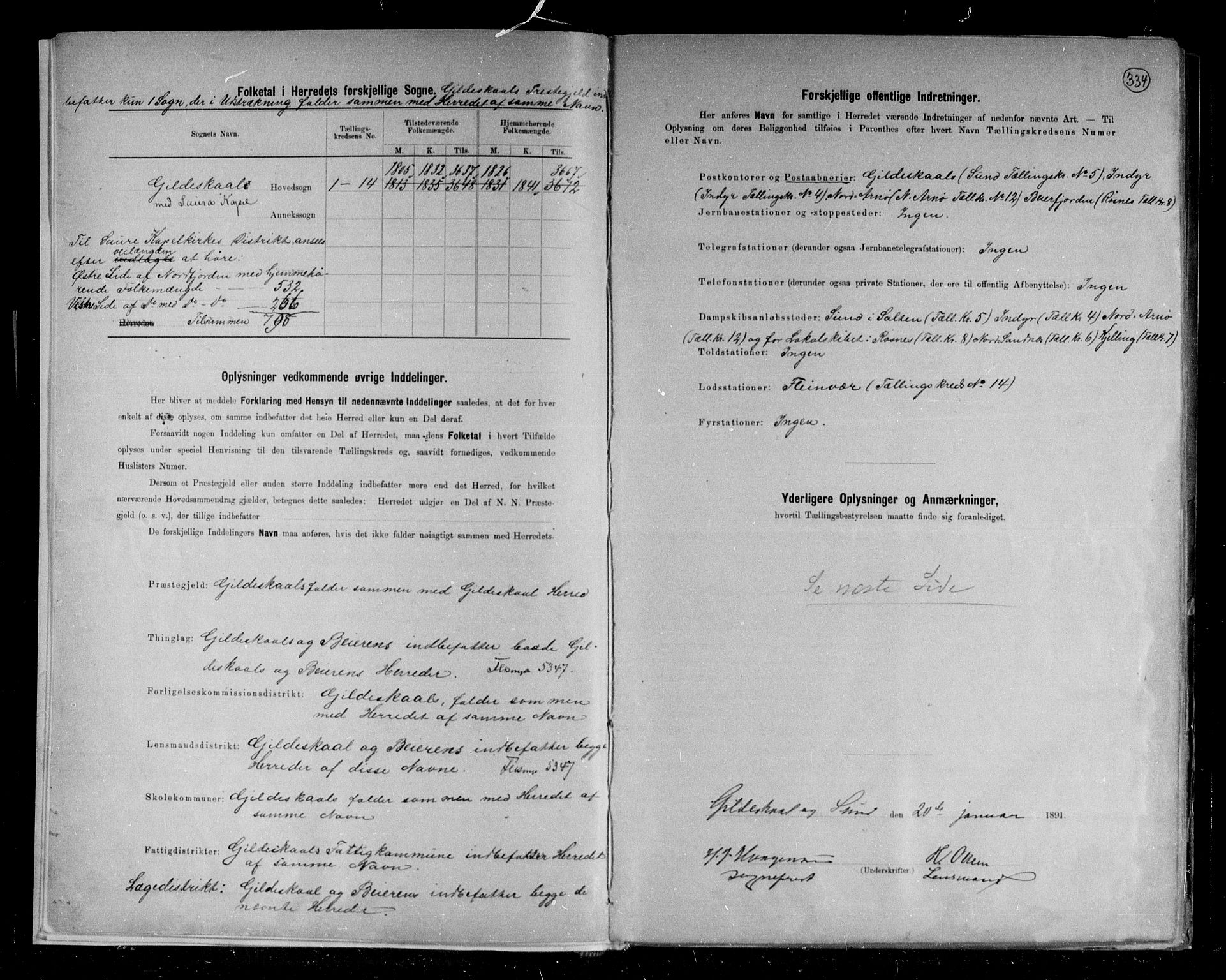 RA, 1891 census for 1838 Gildeskål, 1891, p. 3