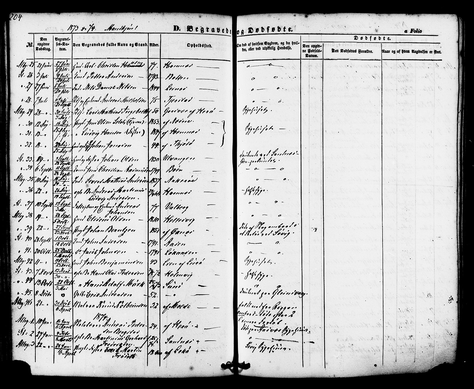 Ministerialprotokoller, klokkerbøker og fødselsregistre - Nordland, AV/SAT-A-1459/830/L0448: Parish register (official) no. 830A12, 1855-1878, p. 204