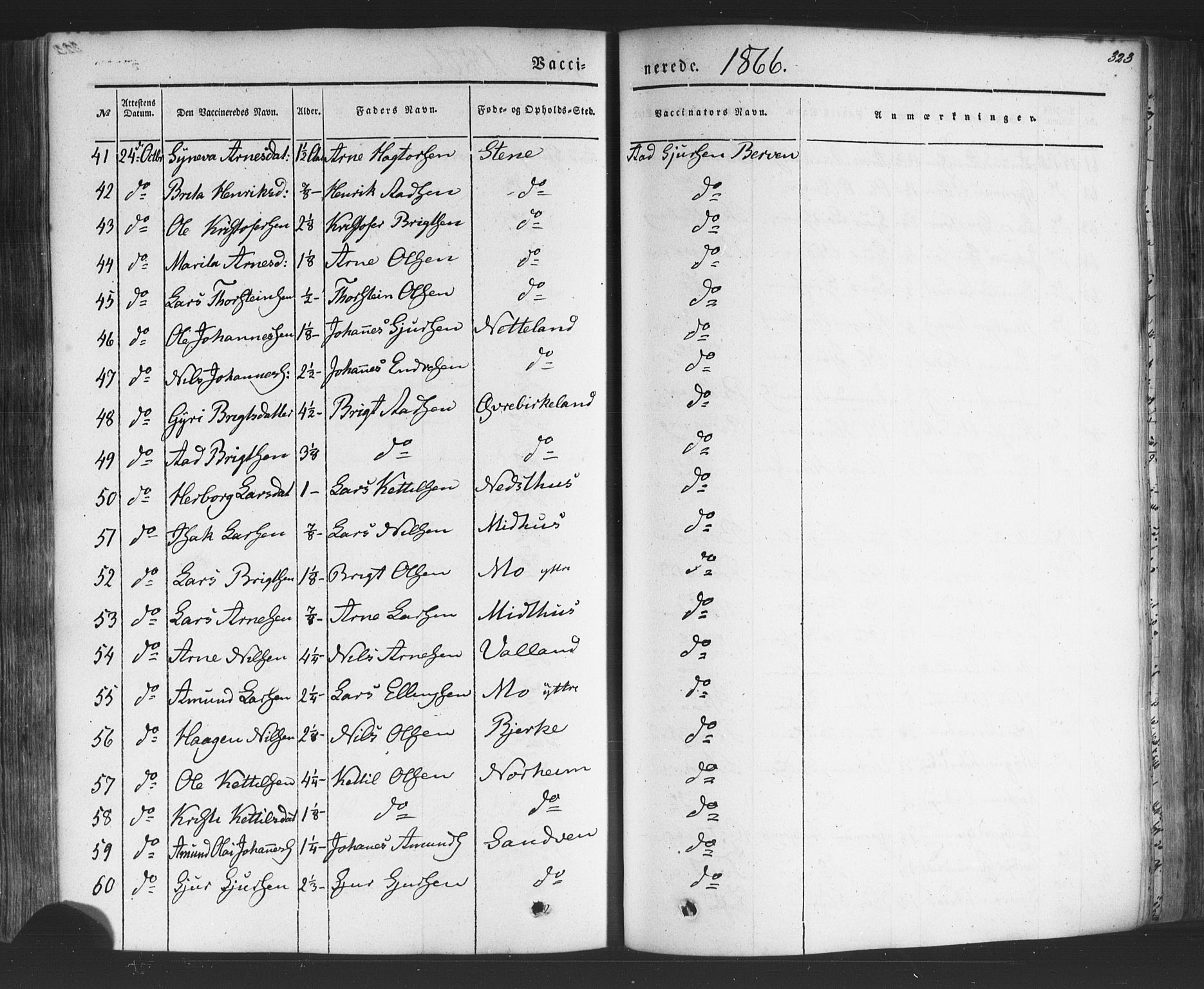 Kvam sokneprestembete, SAB/A-76201/H/Haa: Parish register (official) no. A 9, 1864-1879, p. 323