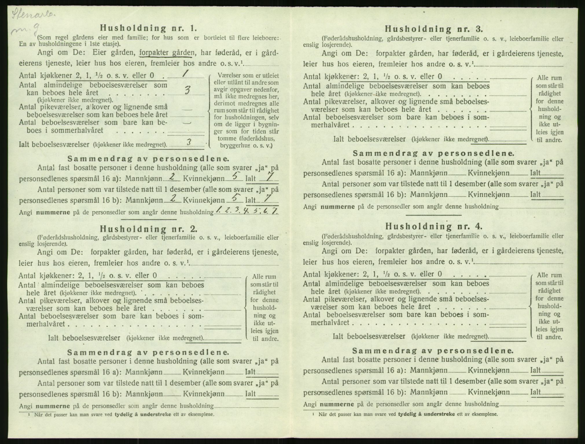 SAT, 1920 census for Volda, 1920, p. 1089