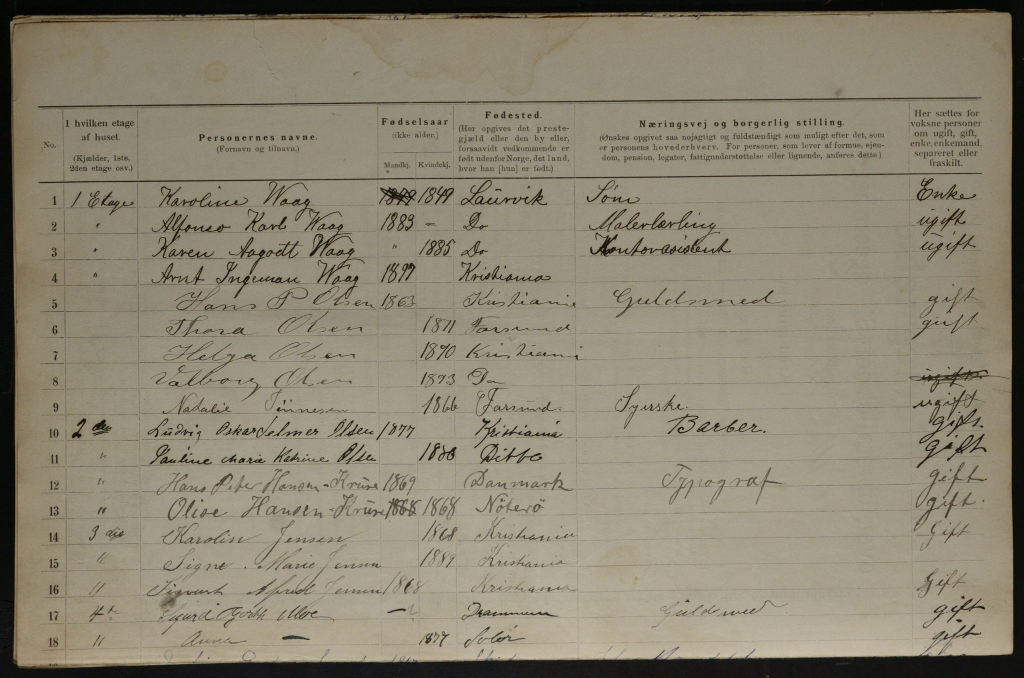 OBA, Municipal Census 1901 for Kristiania, 1901, p. 19424