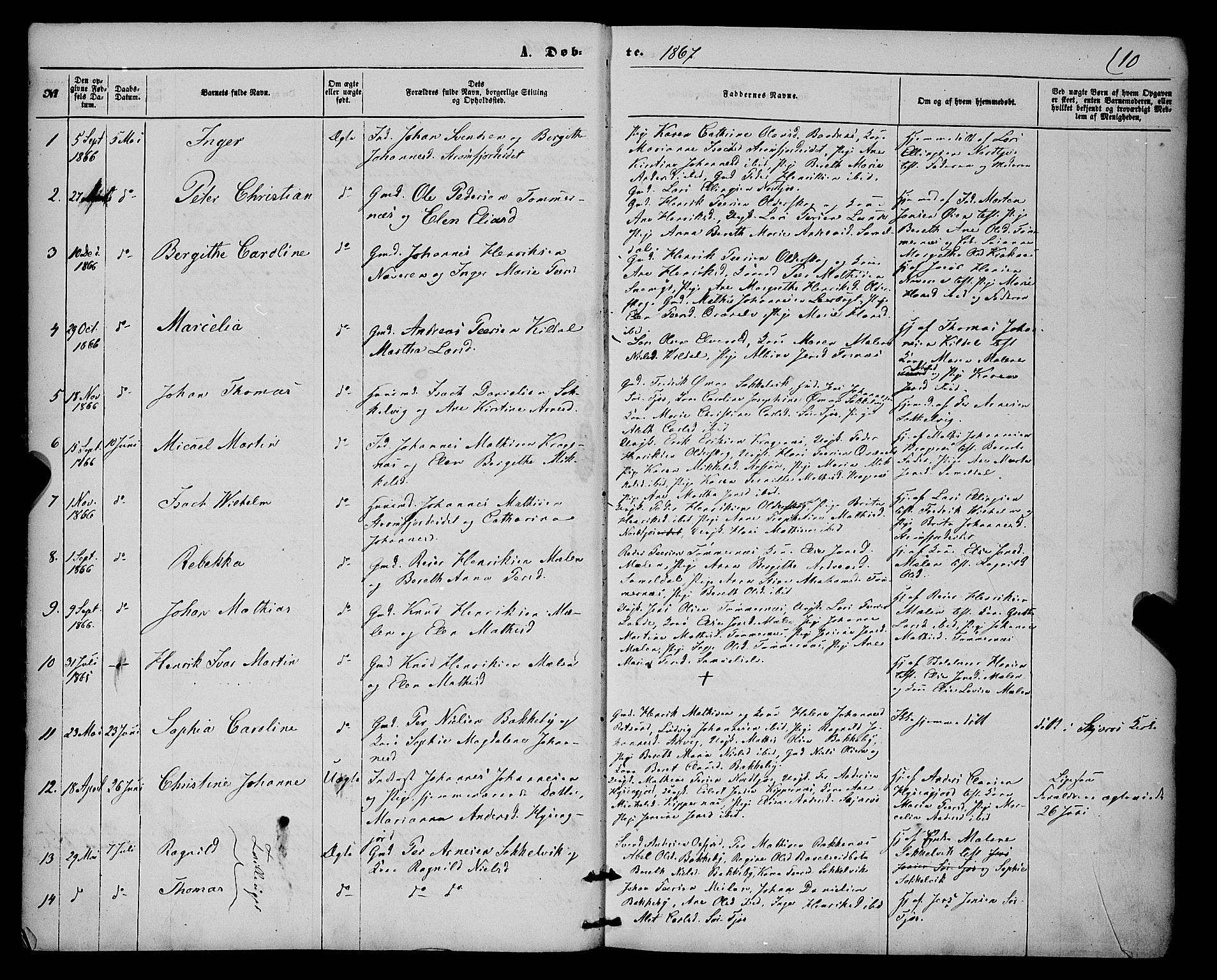Skjervøy sokneprestkontor, SATØ/S-1300/H/Ha/Haa/L0013kirke: Parish register (official) no. 13, 1863-1877, p. 10