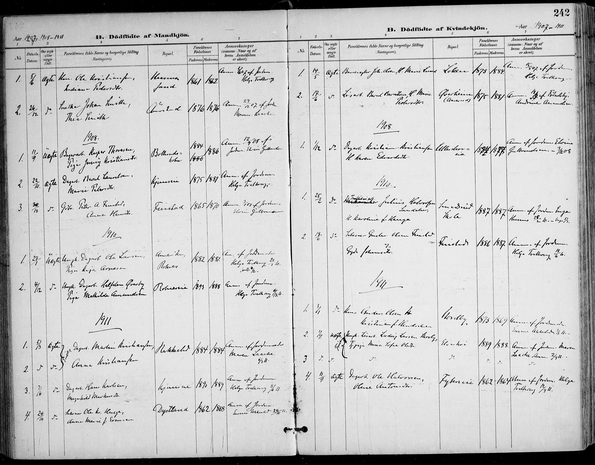 Nes prestekontor Kirkebøker, AV/SAO-A-10410/F/Fa/L0011: Parish register (official) no. I 11, 1899-1918, p. 242
