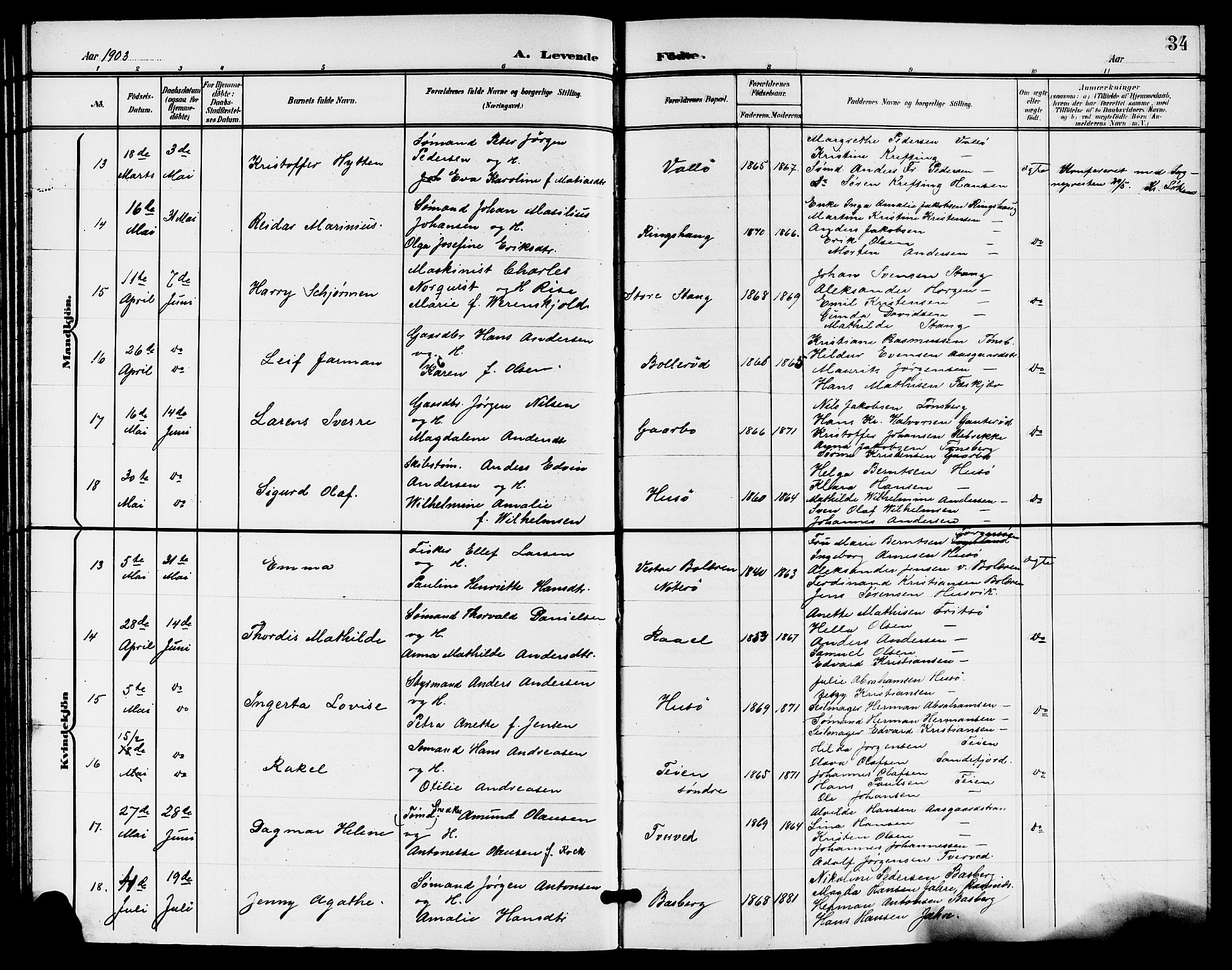 Sem kirkebøker, SAKO/A-5/G/Gb/L0003: Parish register (copy) no. II 3, 1900-1913, p. 34
