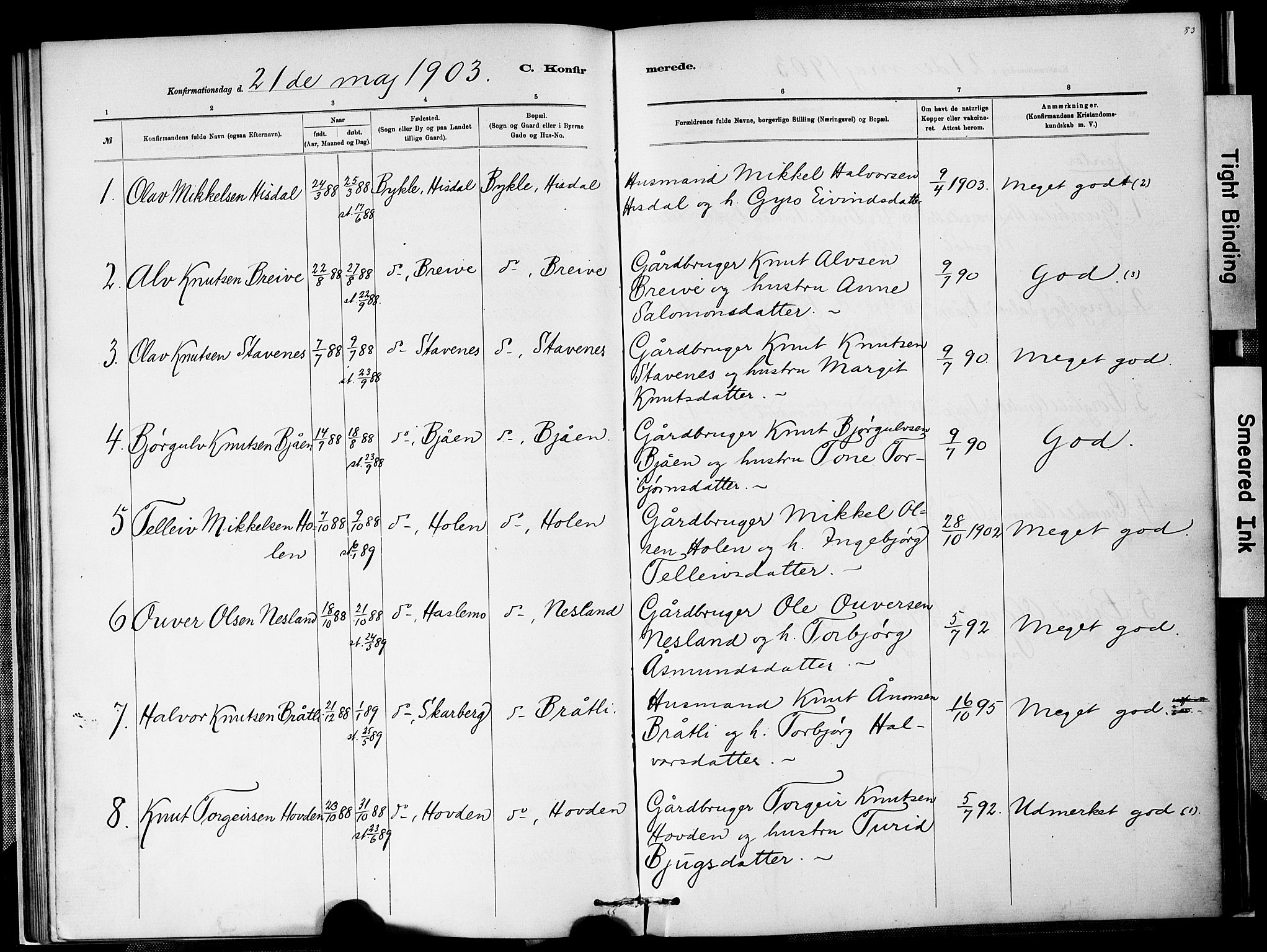 Valle sokneprestkontor, SAK/1111-0044/F/Fa/Faa/L0001: Parish register (official) no. A 1, 1882-1907, p. 83