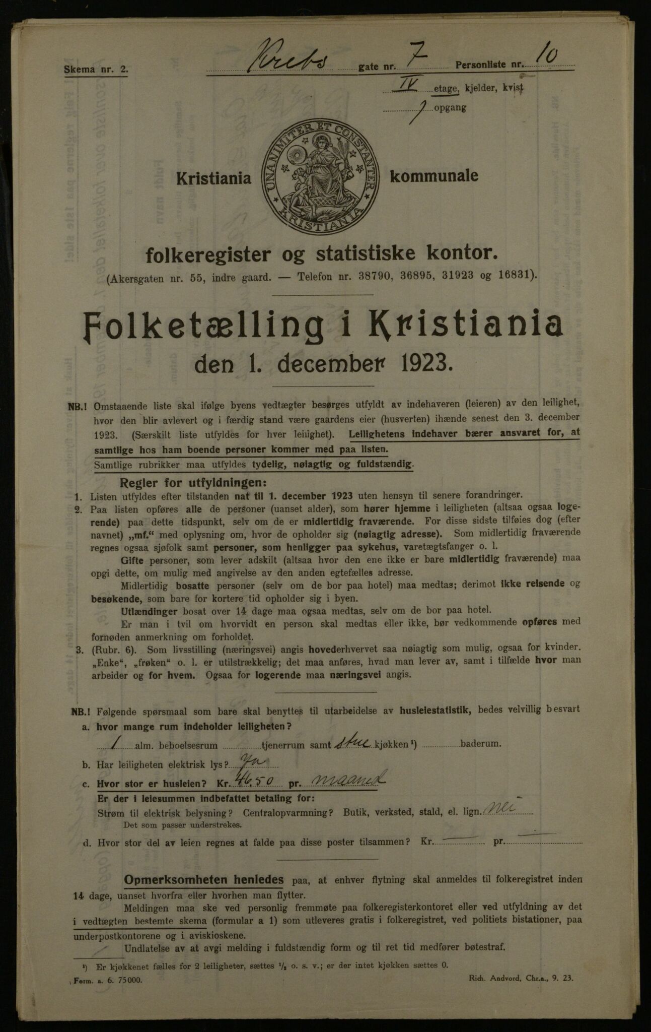 OBA, Municipal Census 1923 for Kristiania, 1923, p. 60335