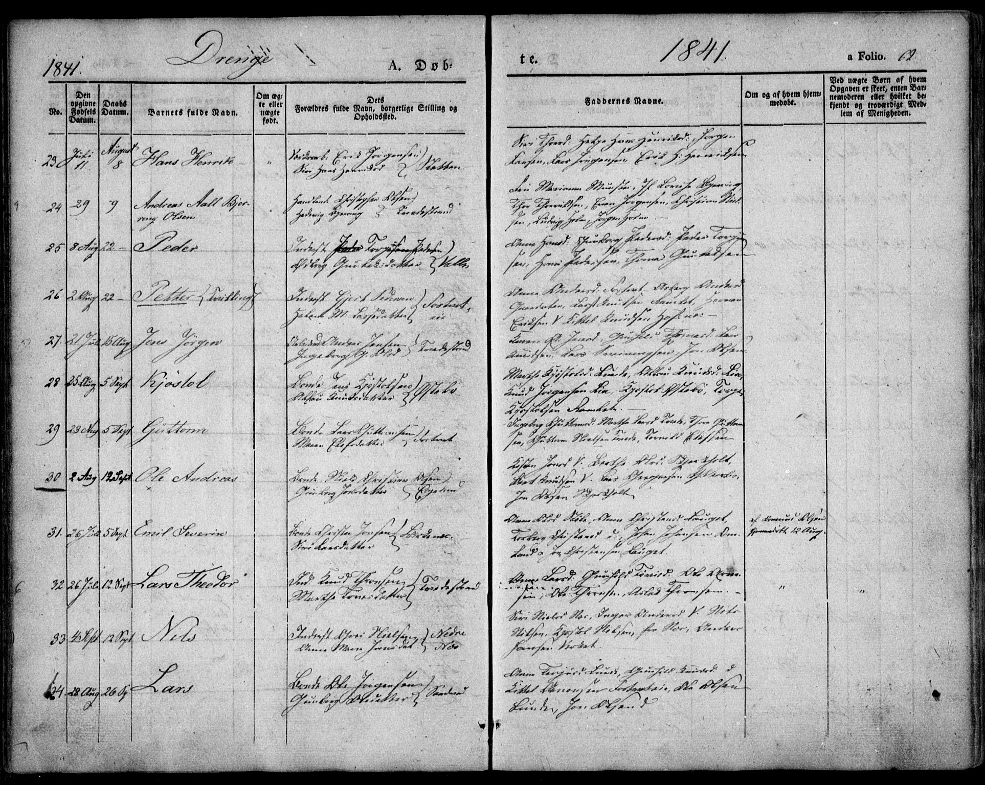 Holt sokneprestkontor, SAK/1111-0021/F/Fa/L0007: Parish register (official) no. A 7, 1836-1848, p. 62
