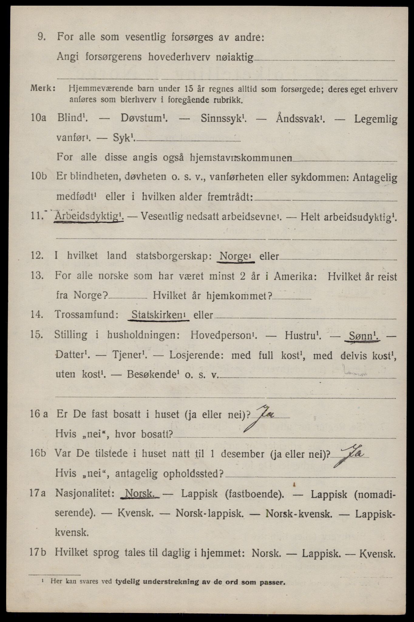 SAT, 1920 census for Flakstad, 1920, p. 3486