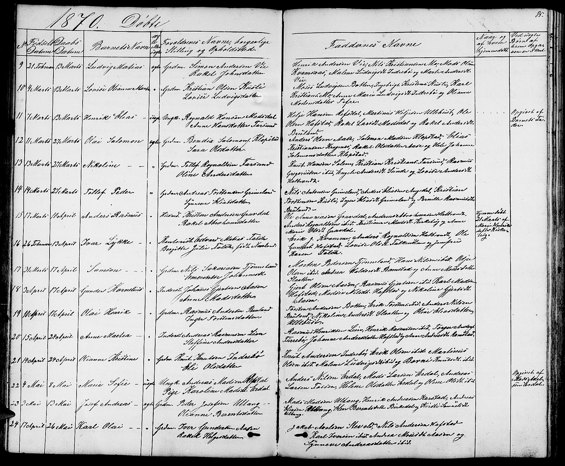 Førde sokneprestembete, AV/SAB-A-79901/H/Hab/Haba/L0001: Parish register (copy) no. A 1, 1853-1880, p. 85