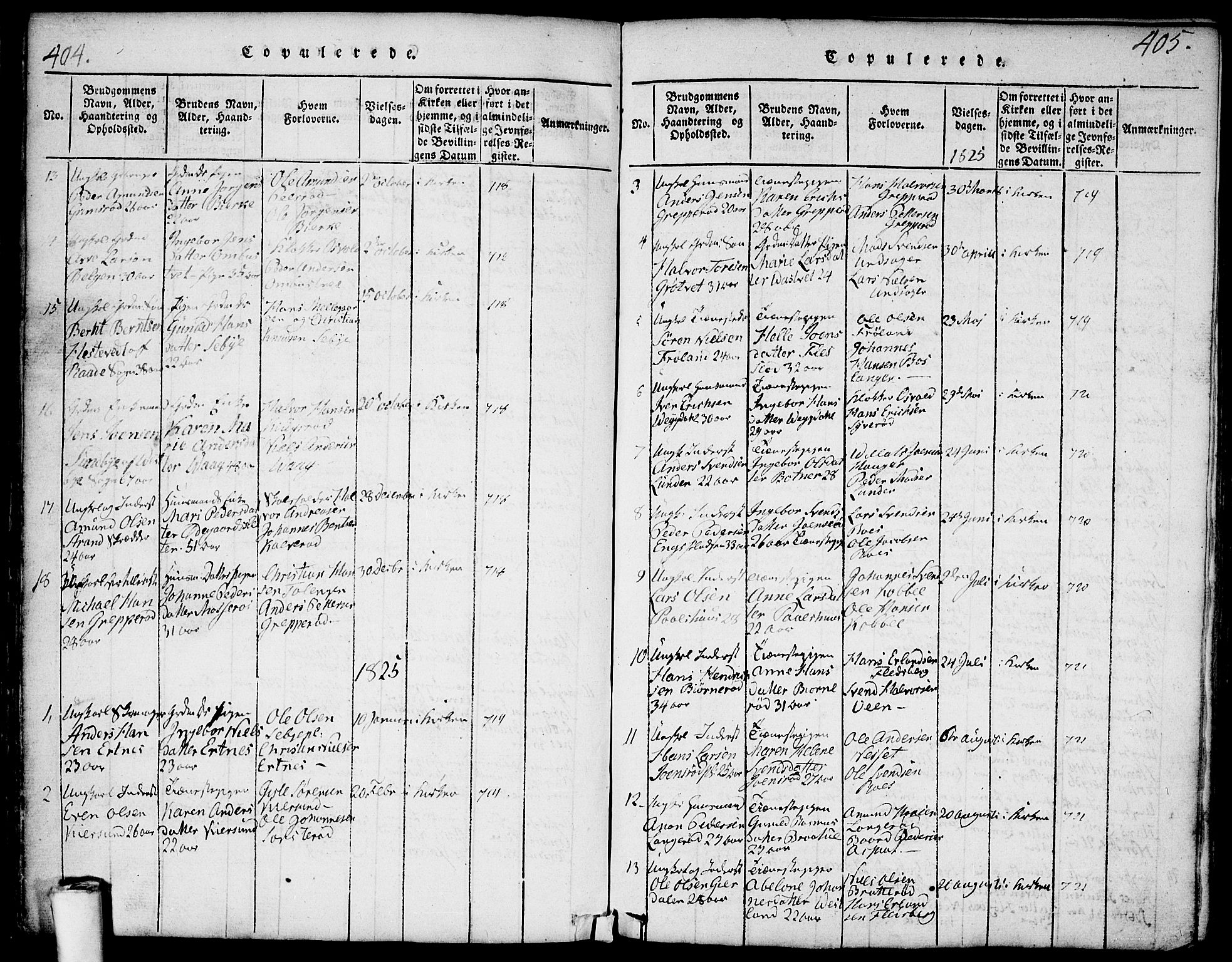 Våler prestekontor Kirkebøker, SAO/A-11083/F/Fa/L0005: Parish register (official) no. I 5, 1815-1839, p. 404-405